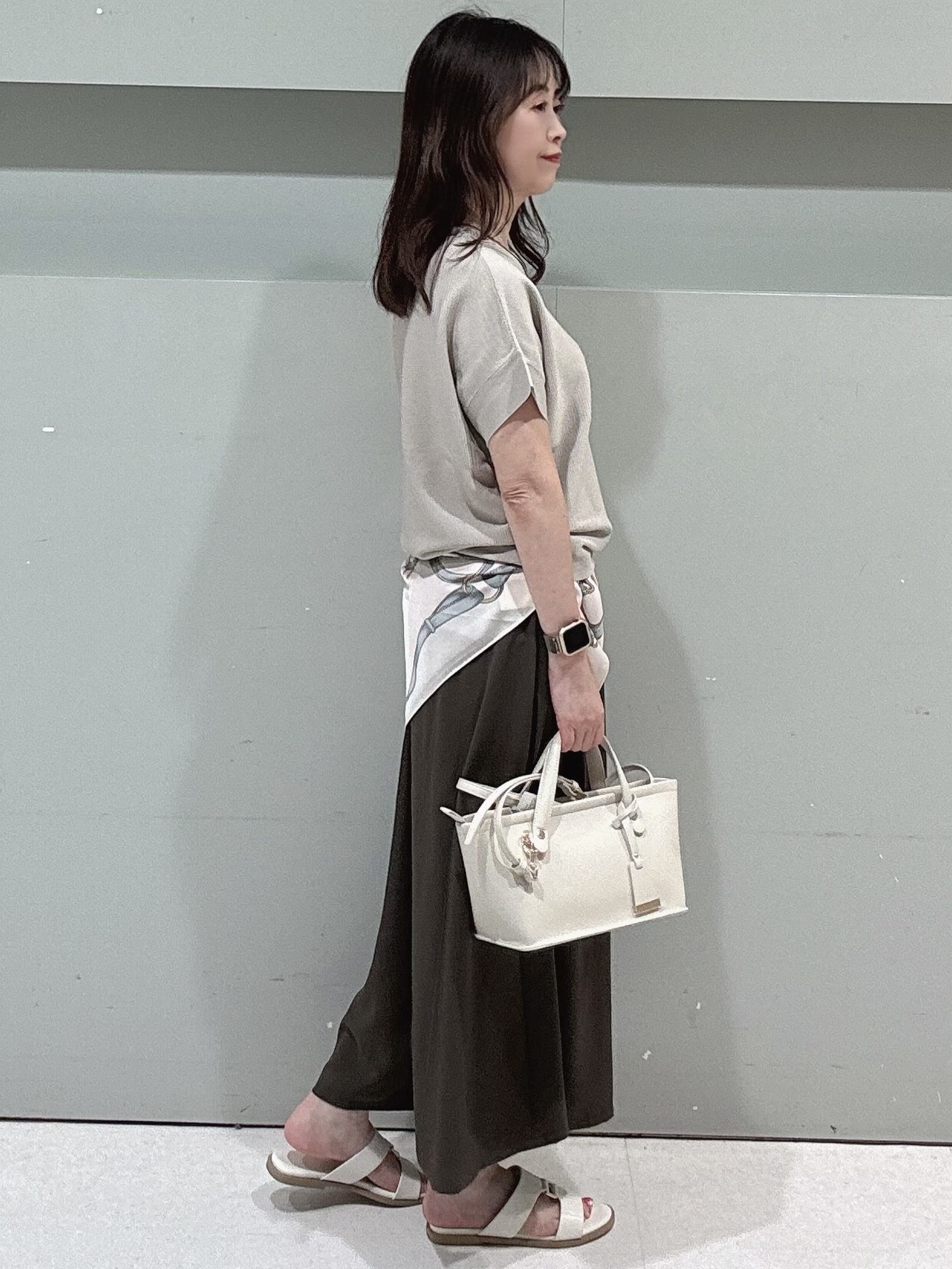 makiさんの「UNTITLED｜【11色展開/体型カバー】前後2WAYフレンチスリーブニット」を使ったコーディネート