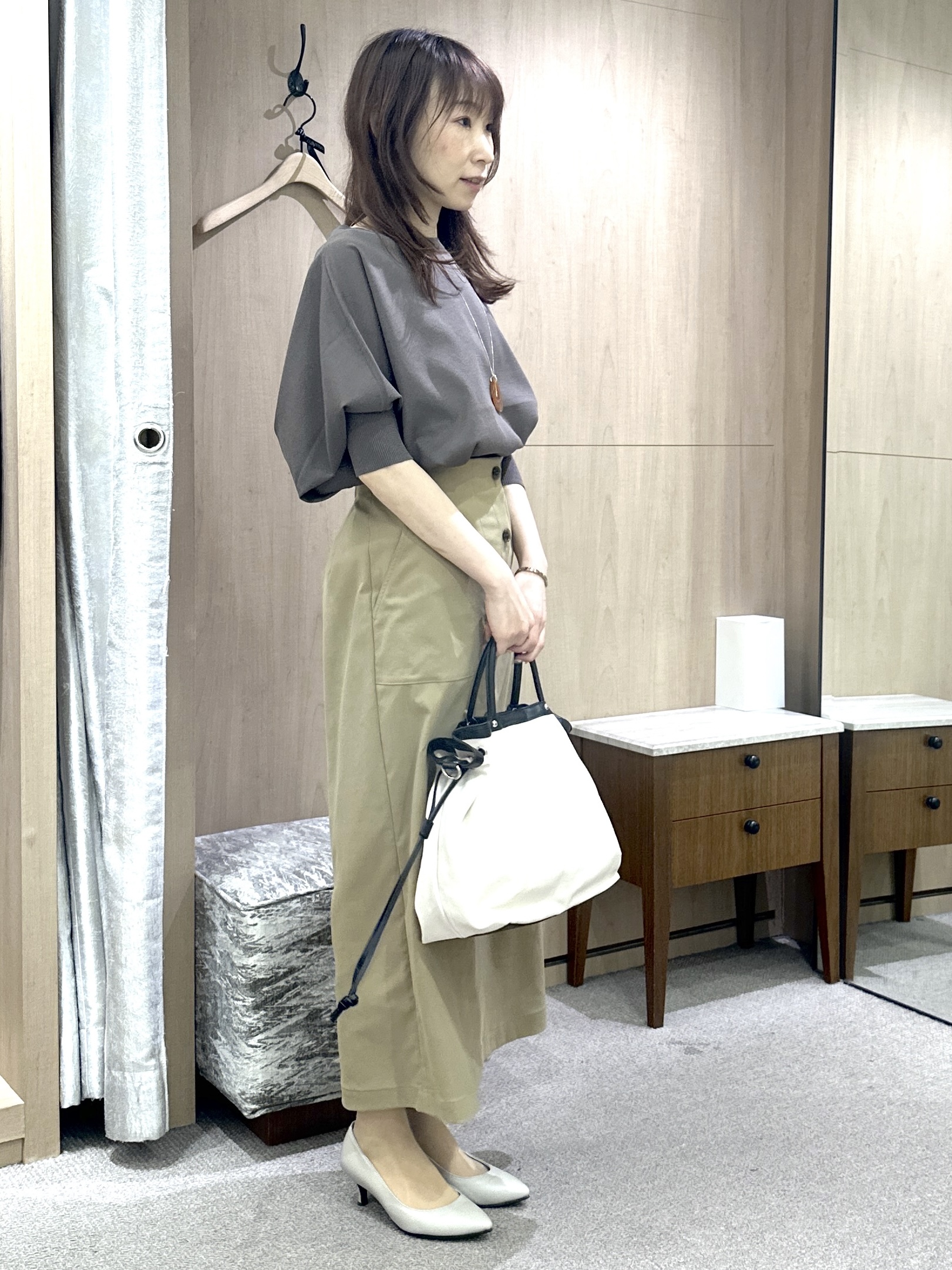 Miwaさんの「UNTITLED｜【アンサンブル可/洗える】シアーレーヨンニット」を使ったコーディネート