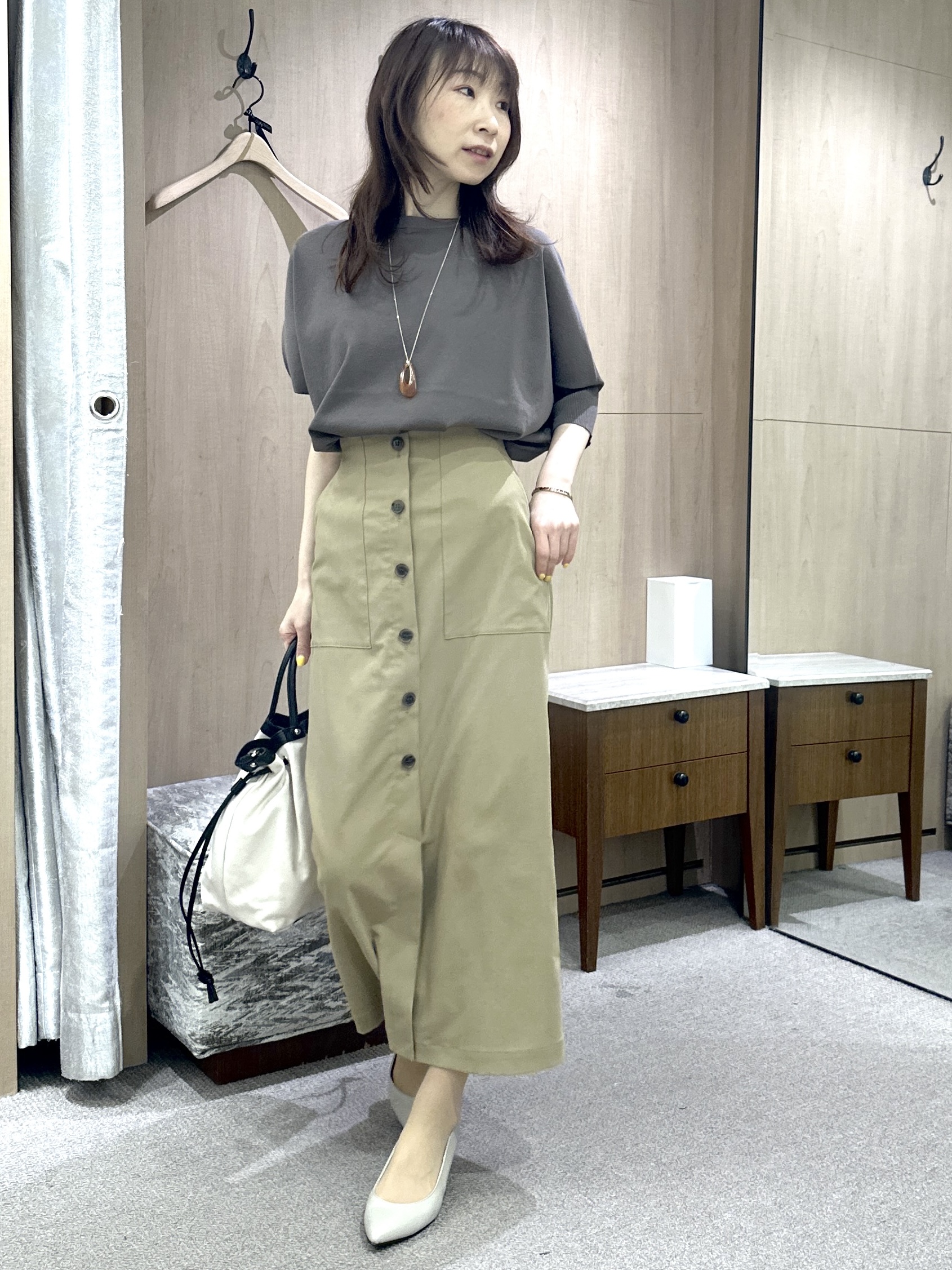 Miwaさんの「UNTITLED｜【新色追加/セットアップ可】エアリー ダブルブレストジャケット」を使ったコーディネート