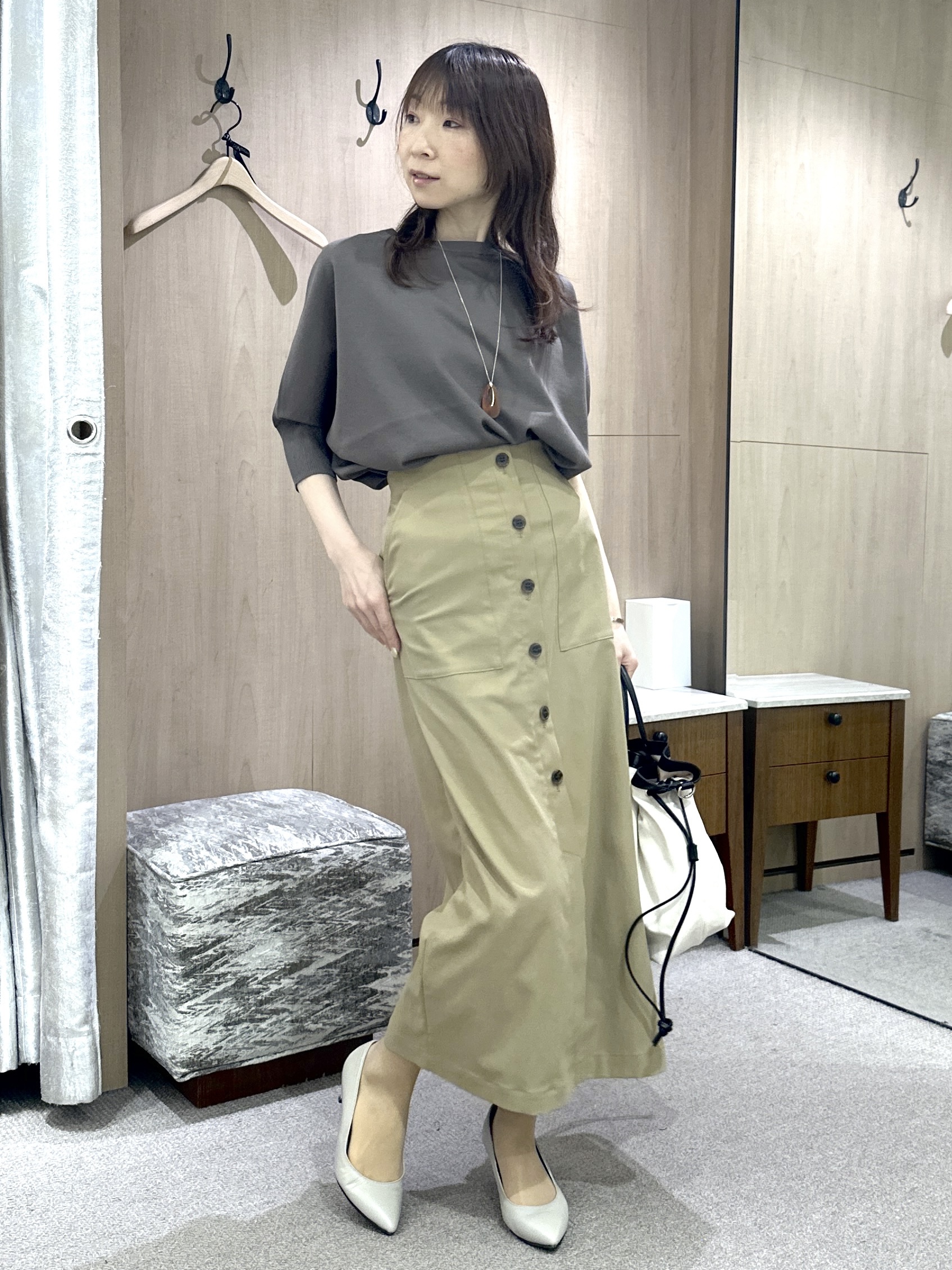 Miwaさんの「UNTITLED｜【アンサンブル可/洗える】シアーレーヨンニット」を使ったコーディネート