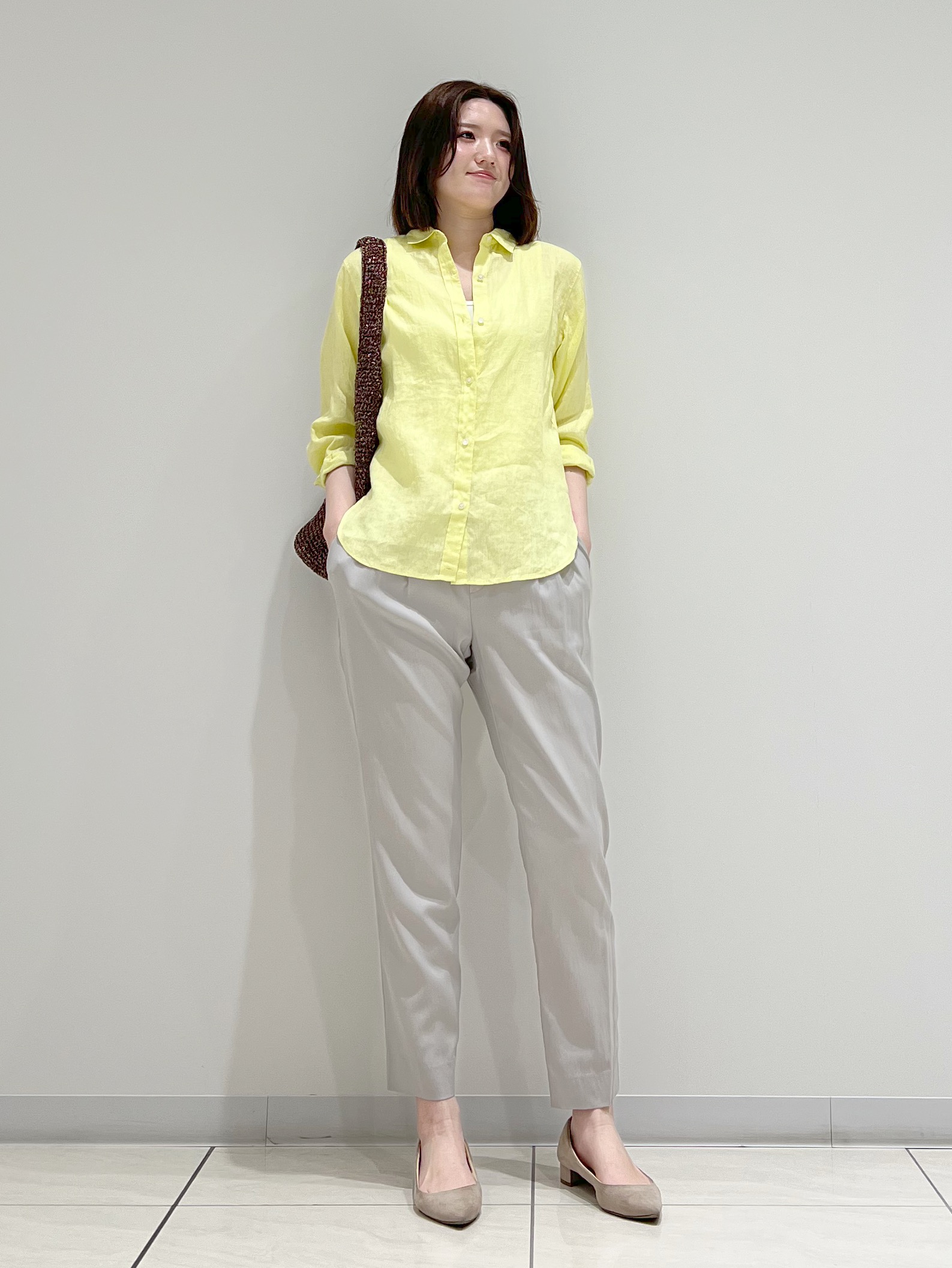 T.Kさんの「INDIVI｜【接触冷感／2WAY】カシュクールリネンシャツ」を使ったコーディネート