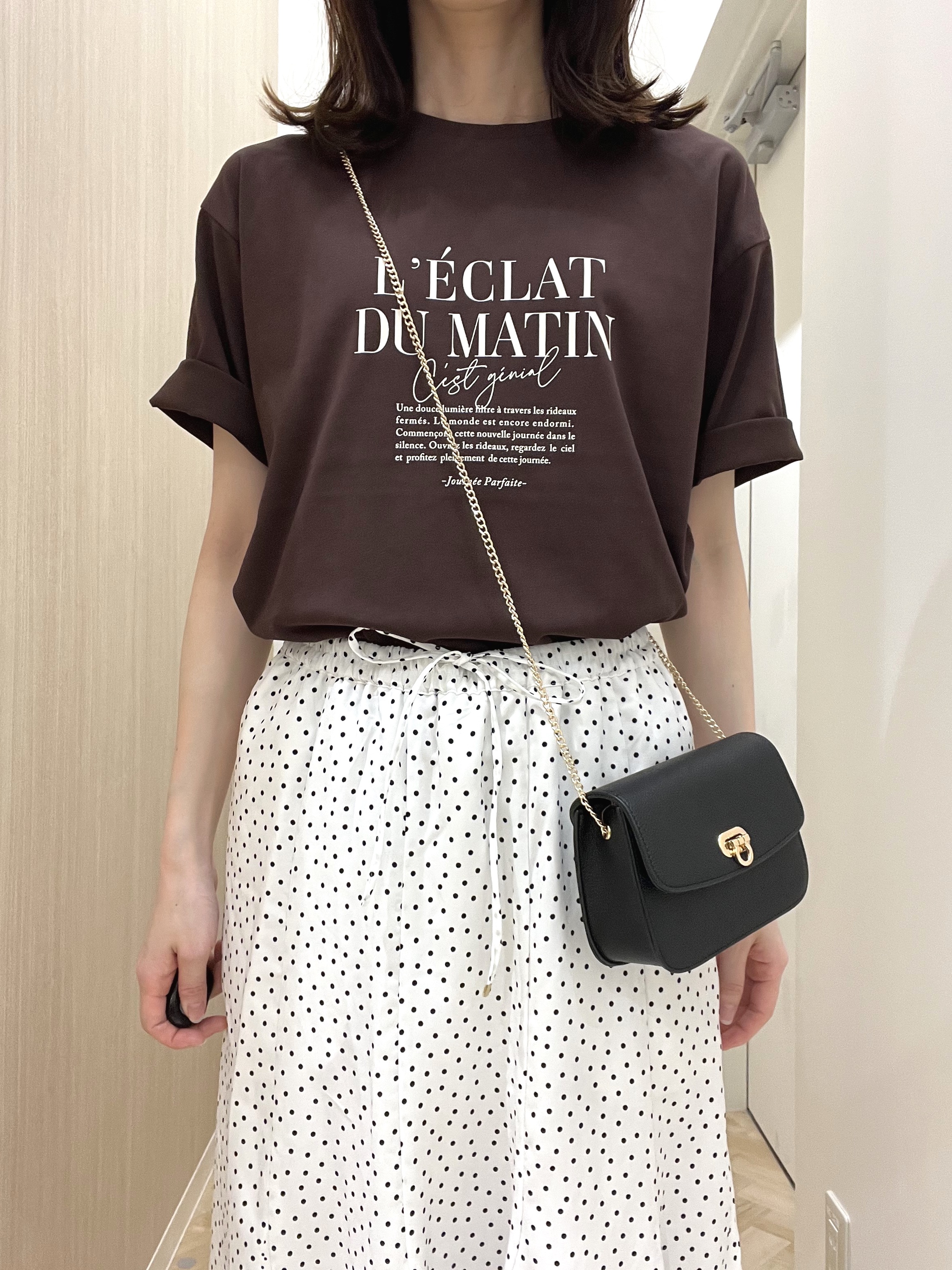  おまつさんの「grove｜【UVカット/接触冷感】プリントアソート5分袖Tシャツ」を使ったコーディネート
