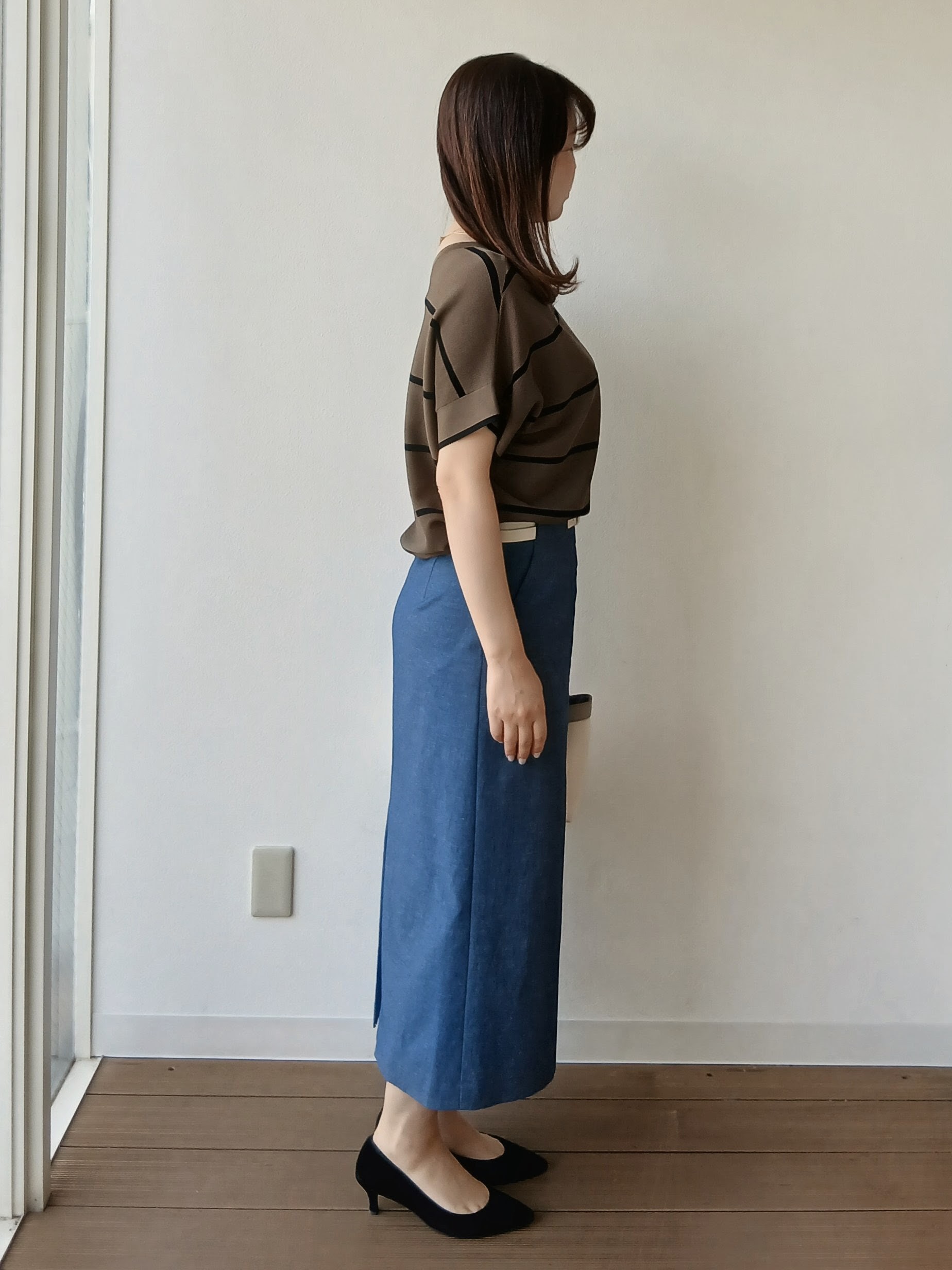 なみきさんの「UNTITLED｜【11色展開/体型カバー】前後2WAYフレンチスリーブニット」を使ったコーディネート