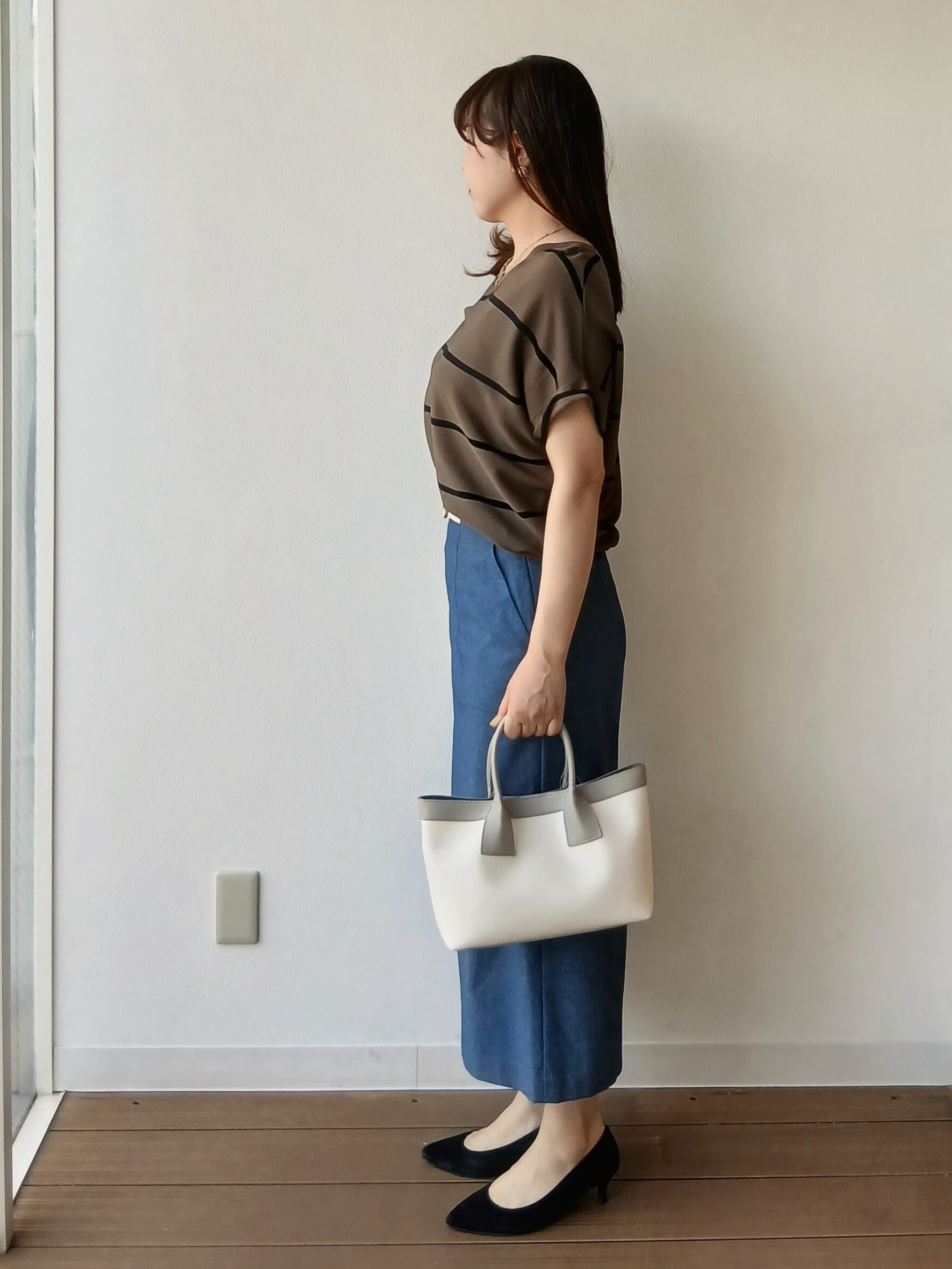 なみきさんの「UNTITLED｜【11色展開/体型カバー】前後2WAYフレンチスリーブニット」を使ったコーディネート