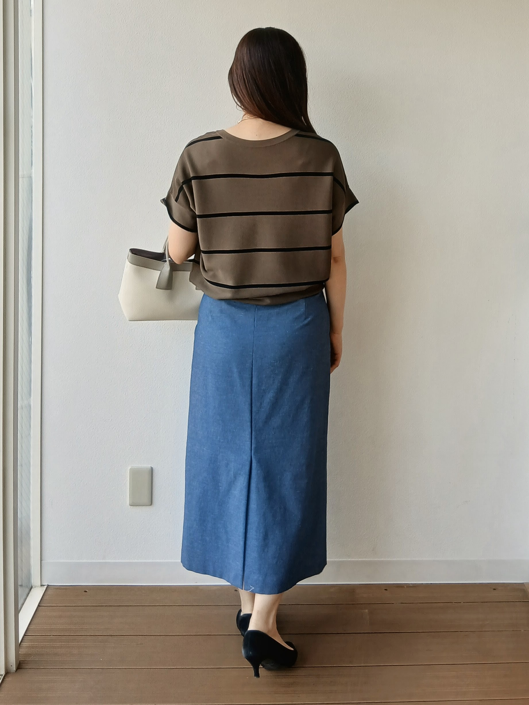 なみきさんの「UNTITLED｜【11色展開/体型カバー】前後2WAYフレンチスリーブニット」を使ったコーディネート