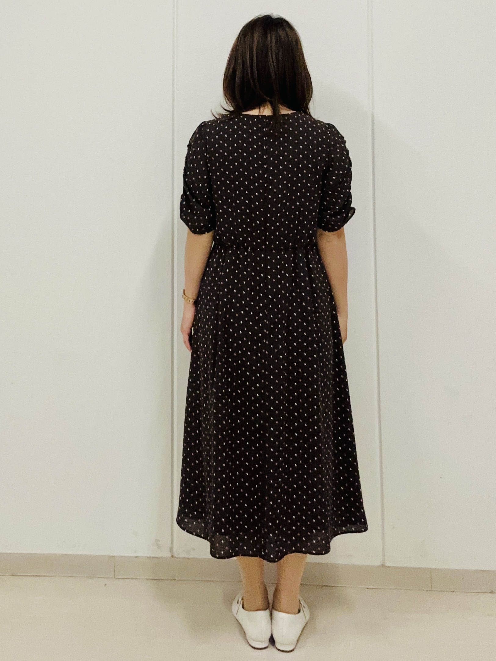 haseさんの「Reflect｜小紋柄ジョーゼットワンピース」を使ったコーディネート