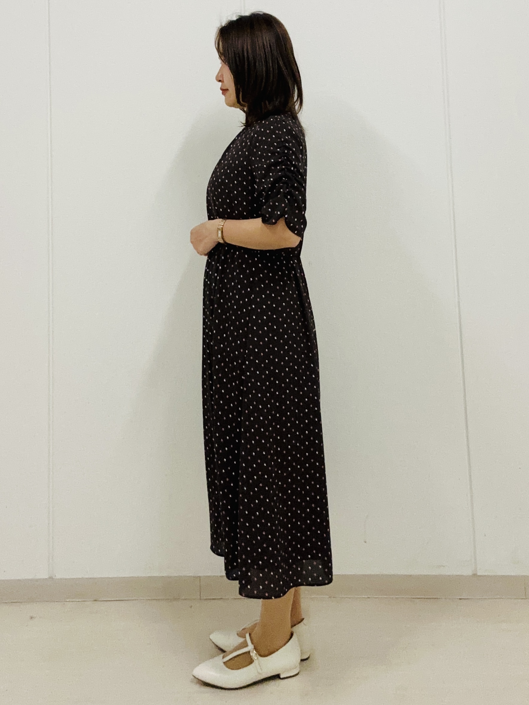 haseさんの「Reflect｜小紋柄ジョーゼットワンピース」を使ったコーディネート