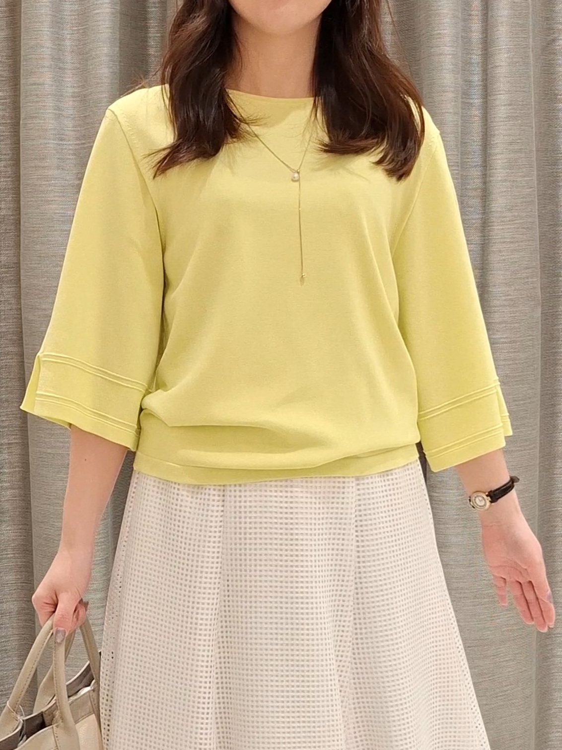 YuKaRiさんの「UNTITLED｜【洗える/清涼感】袖スリットニットプルオーバー」を使ったコーディネート