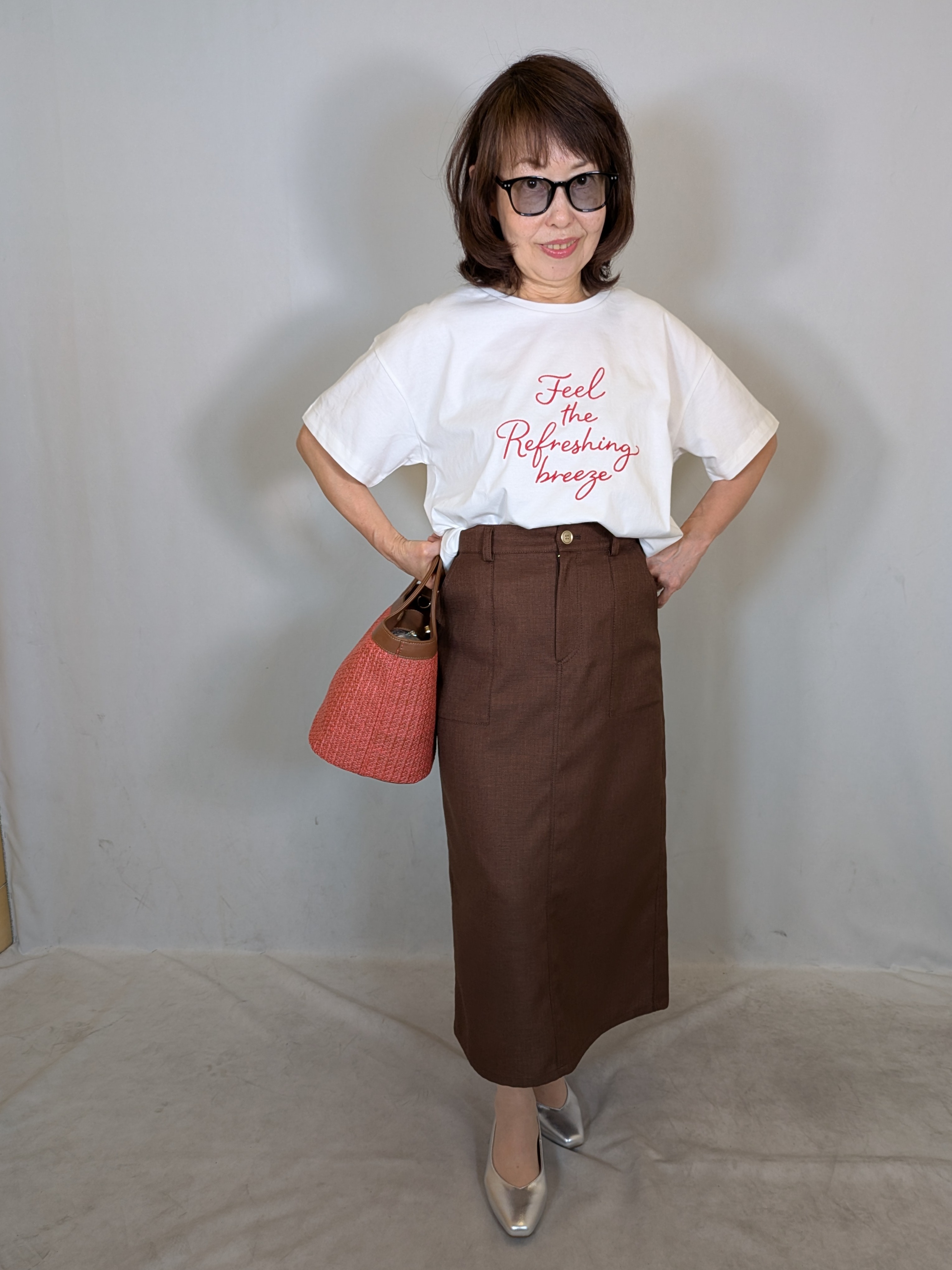k.kazunoさんの「Reflect｜【接触冷感】ラインアート刺繍Tシャツ」を使ったコーディネート