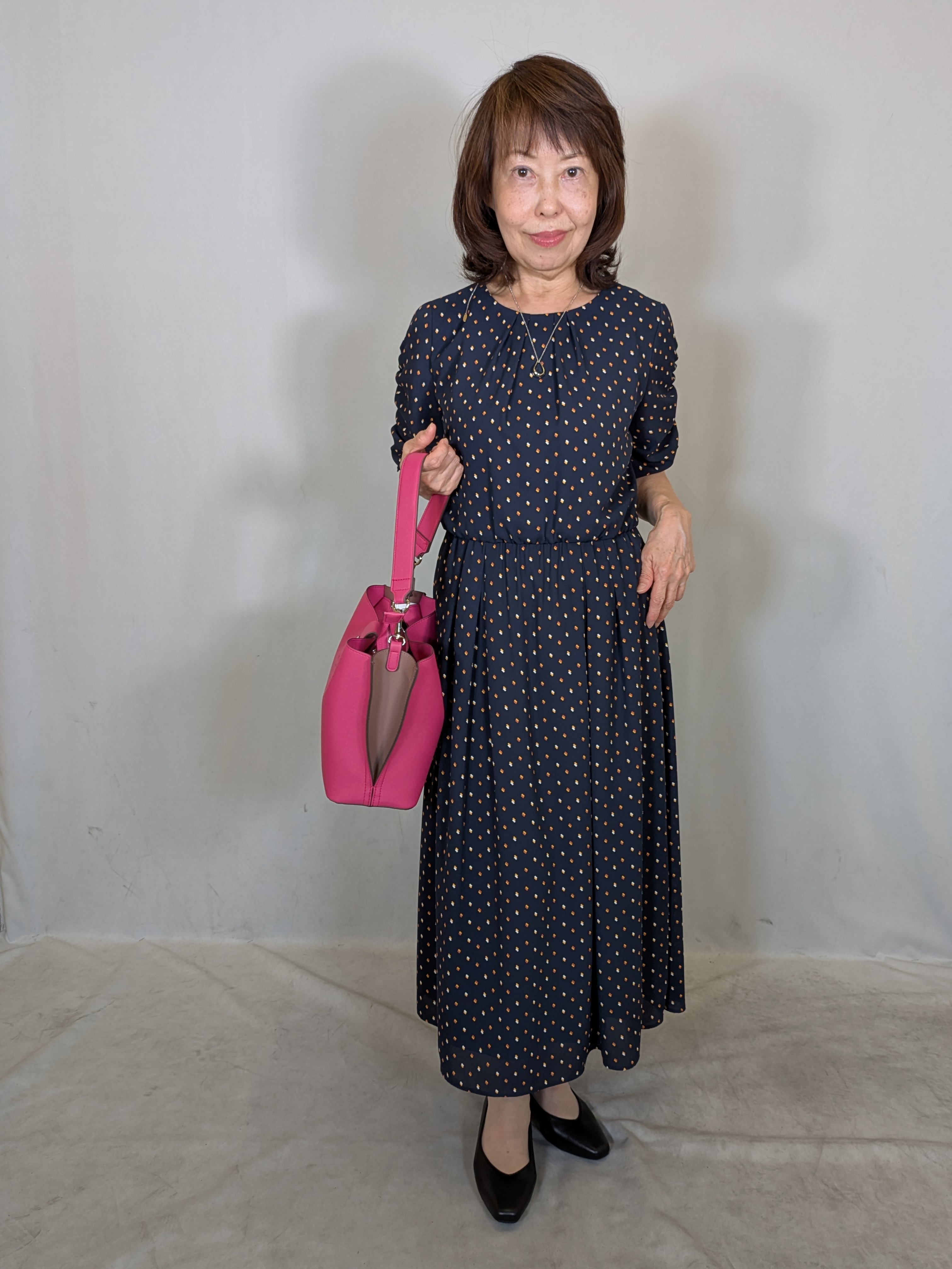 k.kazunoさんの「Reflect｜小紋柄ジョーゼットワンピース」を使ったコーディネート