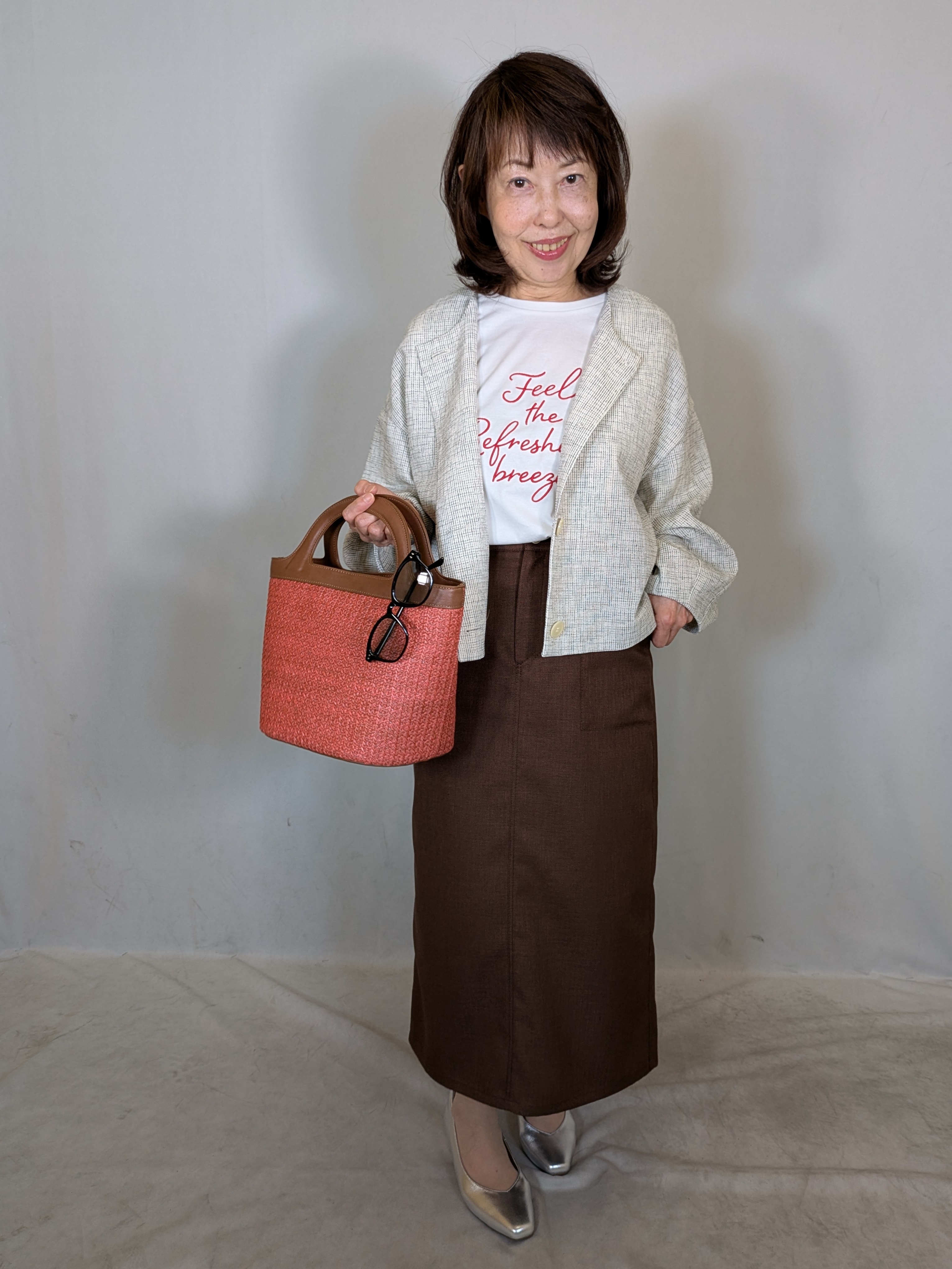 k.kazunoさんの「Reflect｜【接触冷感】ラインアート刺繍Tシャツ」を使ったコーディネート