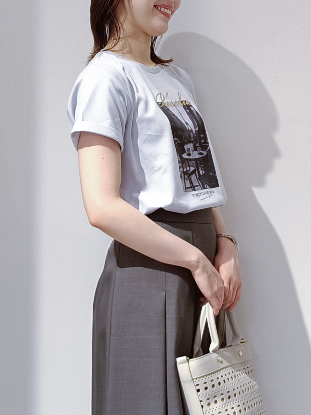 のんさんの「OPAQUE.CLIP｜【接触冷感／UVケア】転写箔プリントTシャツ《洗濯機OK》」を使ったコーディネート