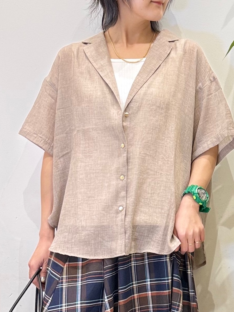 misakiさんの「SHOO･LA･RUE｜【S-LL】ナチュラルに決まる 半袖シアーシャツジャケット」を使ったコーディネート
