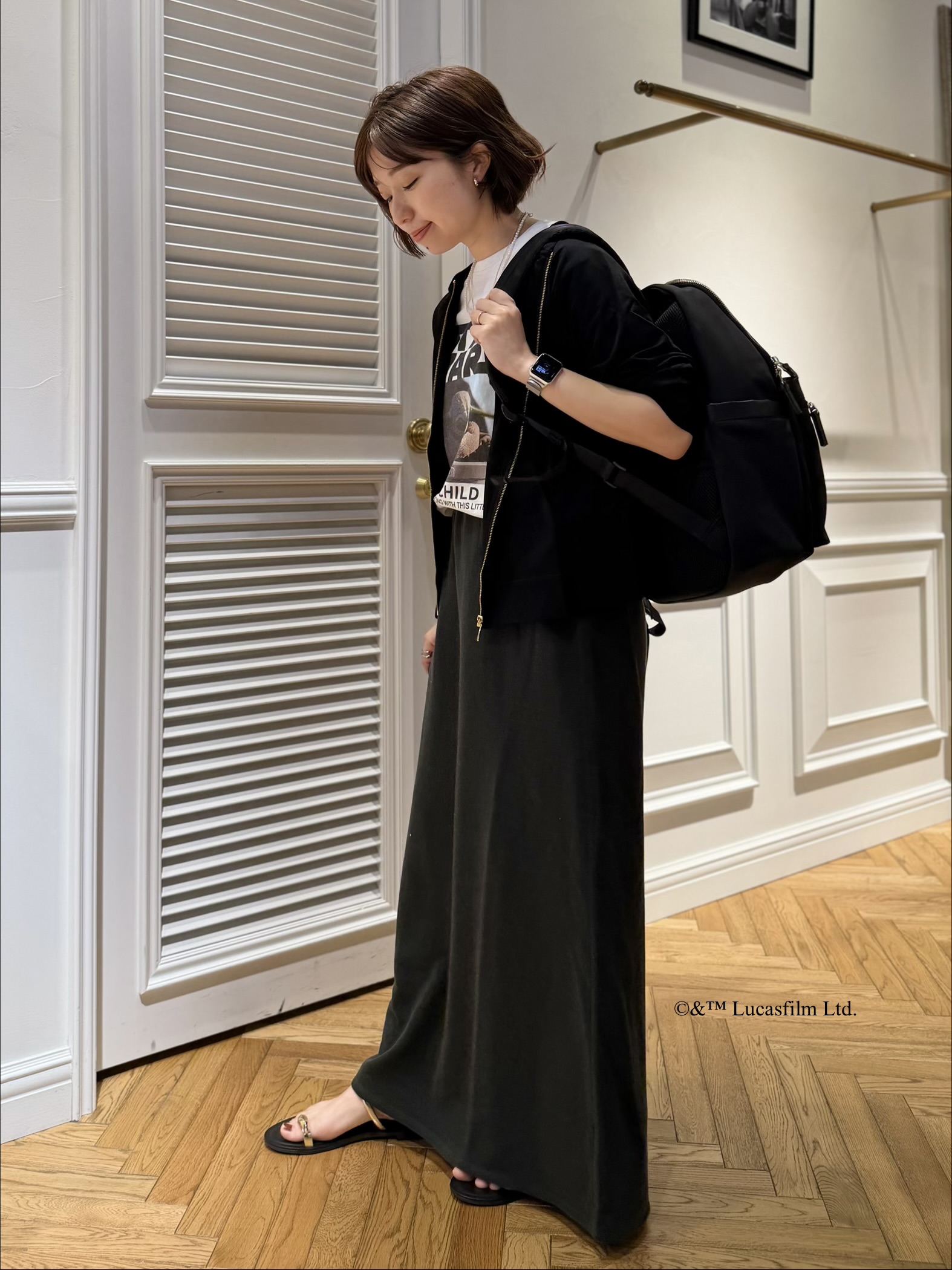 つじ まこさんの「DRESSTERIOR｜【接触冷感】STAR WARS カプセルグローグTシャツ」を使ったコーディネート