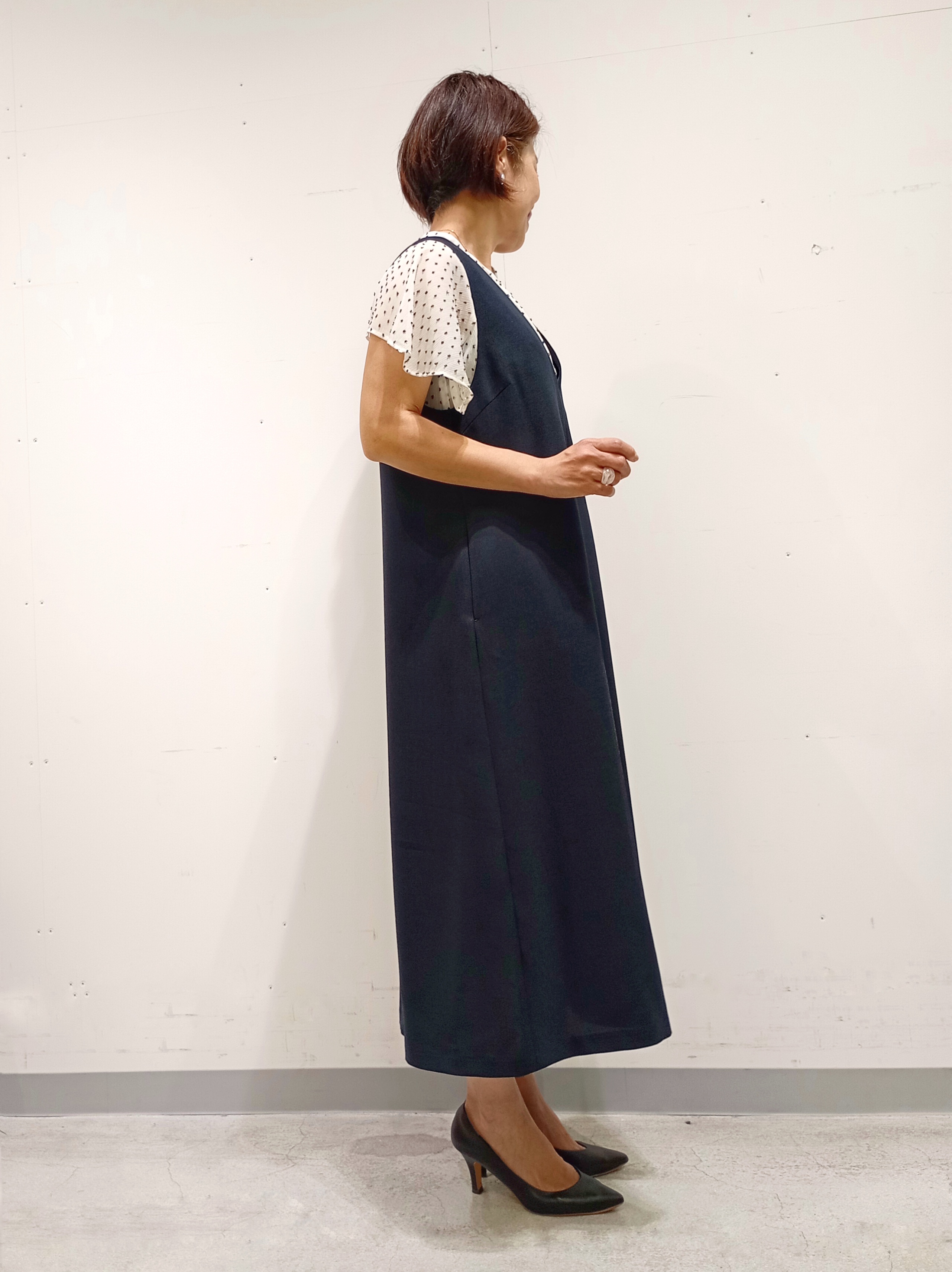 Kさんの「INDIVI｜【定番スーツ／UVケア／洗える】ウール調ノーカラージャケット」を使ったコーディネート