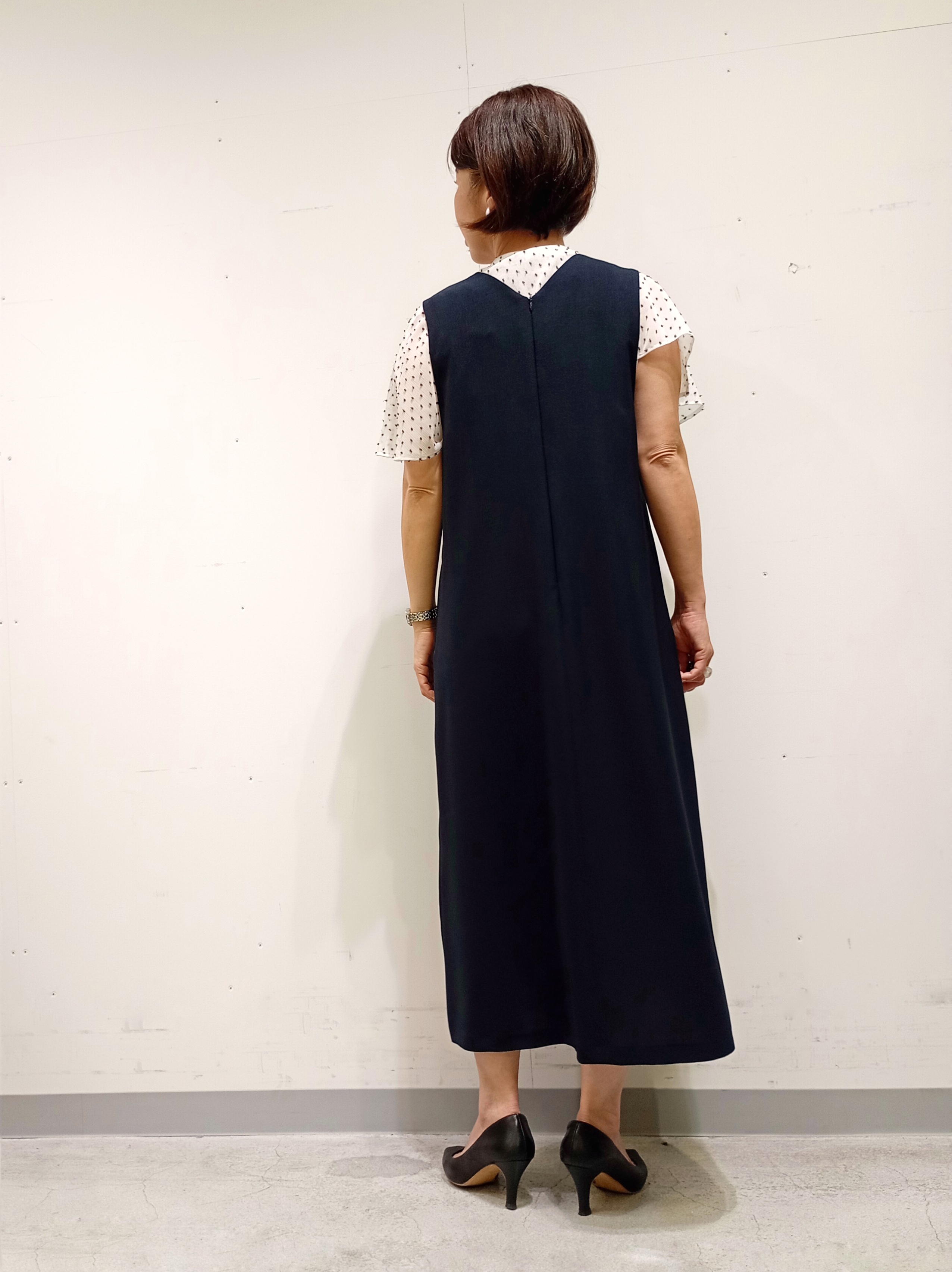 Kさんの「INDIVI｜【定番スーツ／UVケア／洗える】ウール調ノーカラージャケット」を使ったコーディネート