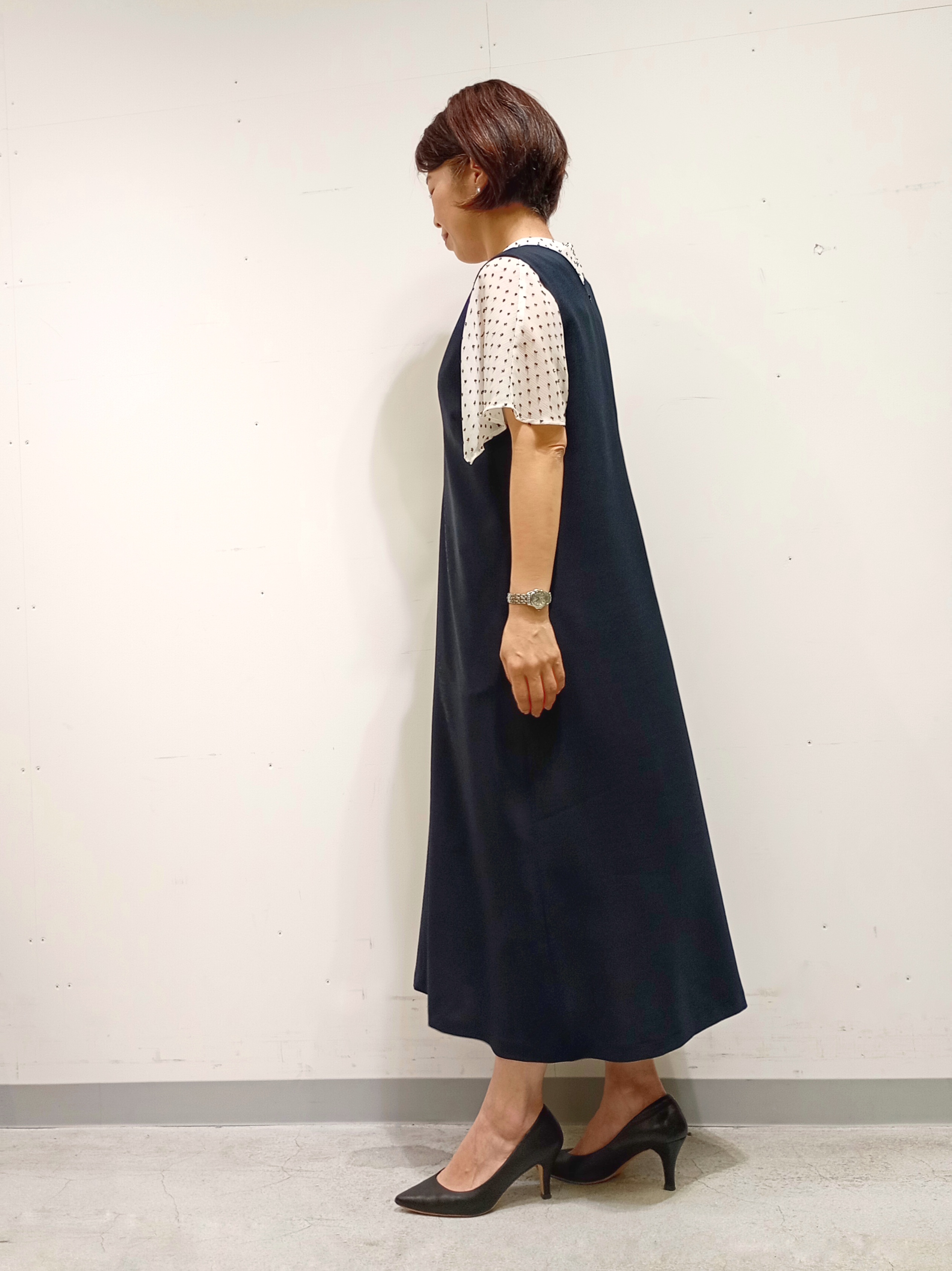 Kさんの「INDIVI｜【定番スーツ／UVケア／洗える】ウール調ノーカラージャケット」を使ったコーディネート