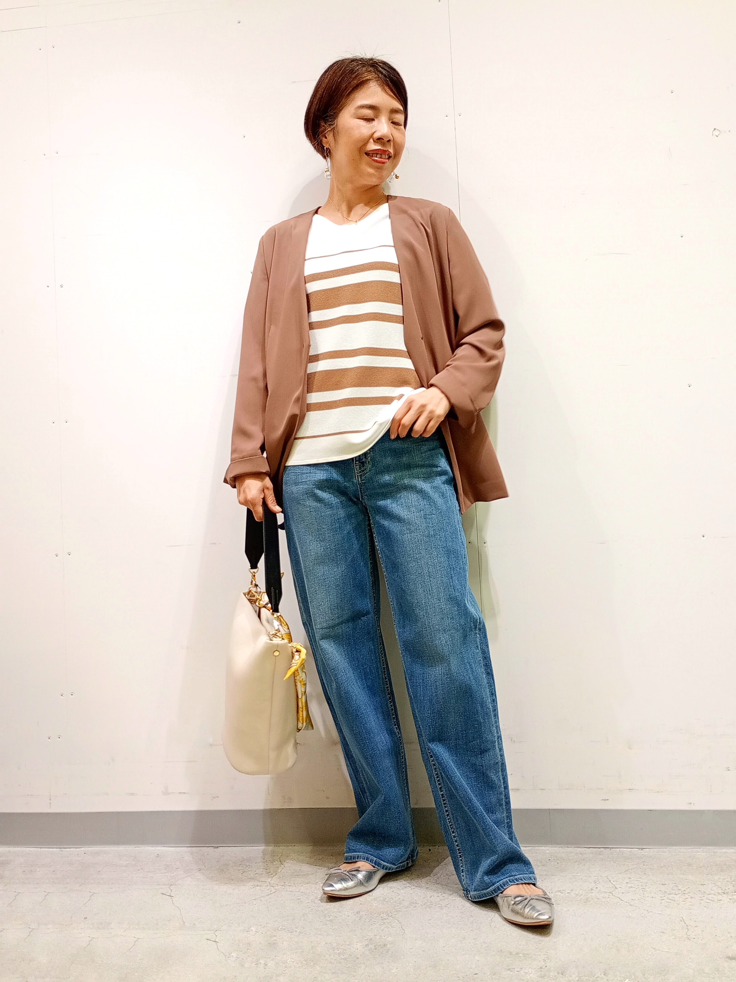 Kさんの「INDIVI｜【洗える】ガーター編みVネックニットT」を使ったコーディネート