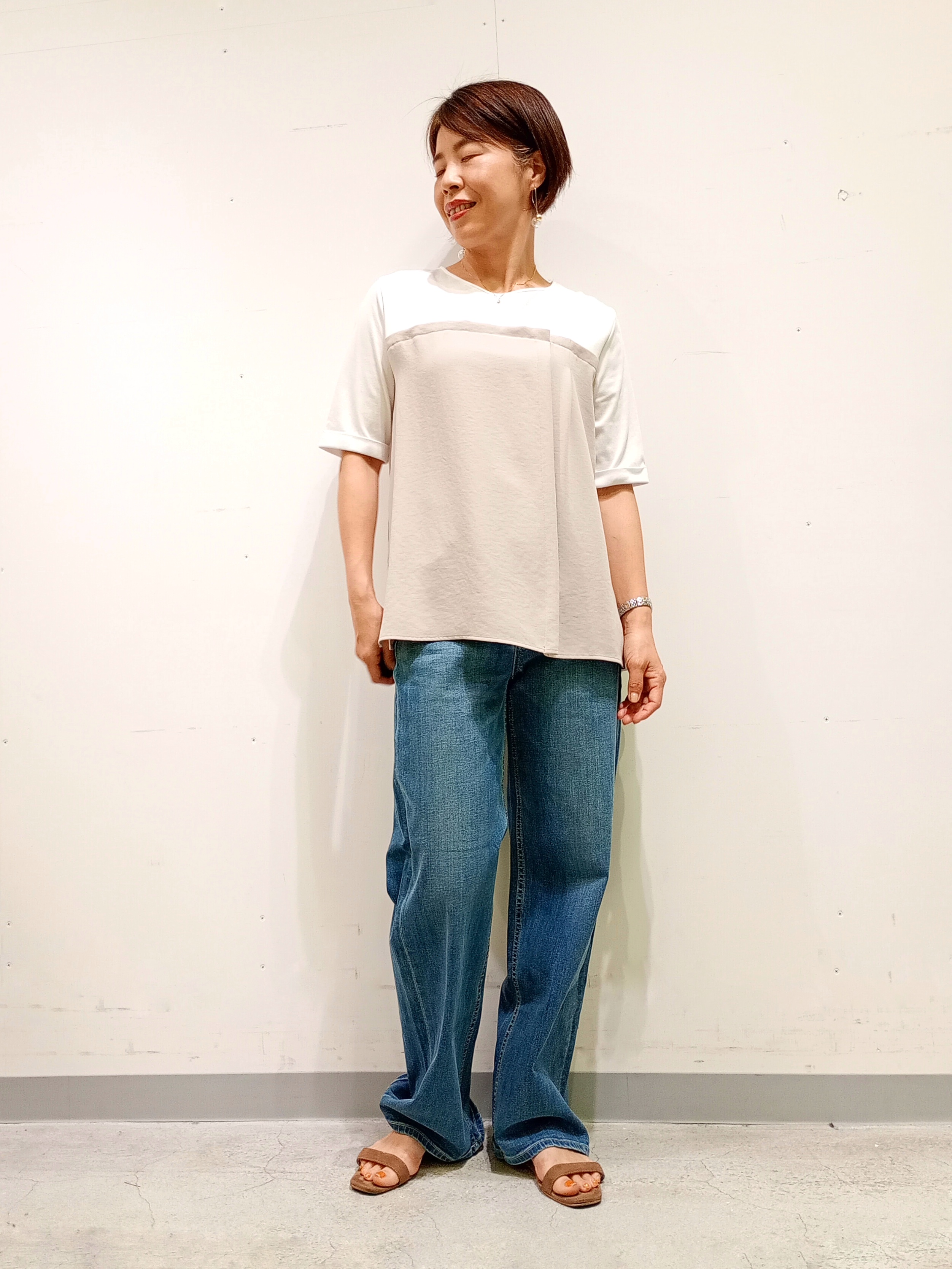 Kさんの「INDIVI｜【洗える／メッシュ素材／SETUP可能】半袖シアージャケット」を使ったコーディネート