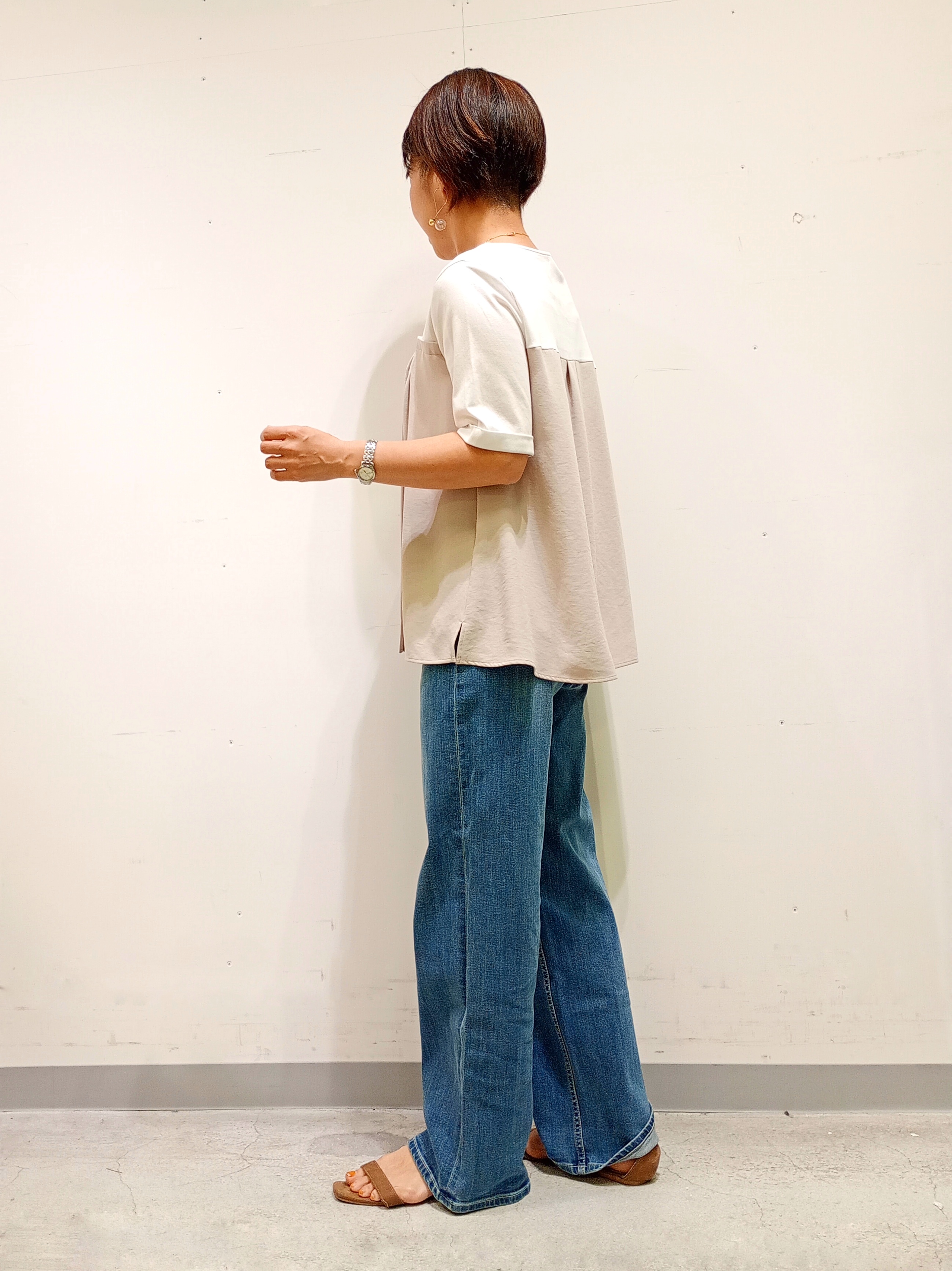 Kさんの「INDIVI｜【洗える／メッシュ素材／SETUP可能】半袖シアージャケット」を使ったコーディネート