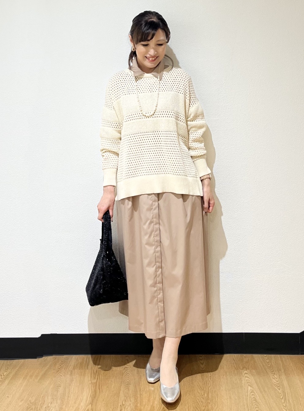 ayaさんの「Reflect｜【レイヤードにおすすめ◎】メッシュ風ドライタッチニット」を使ったコーディネート