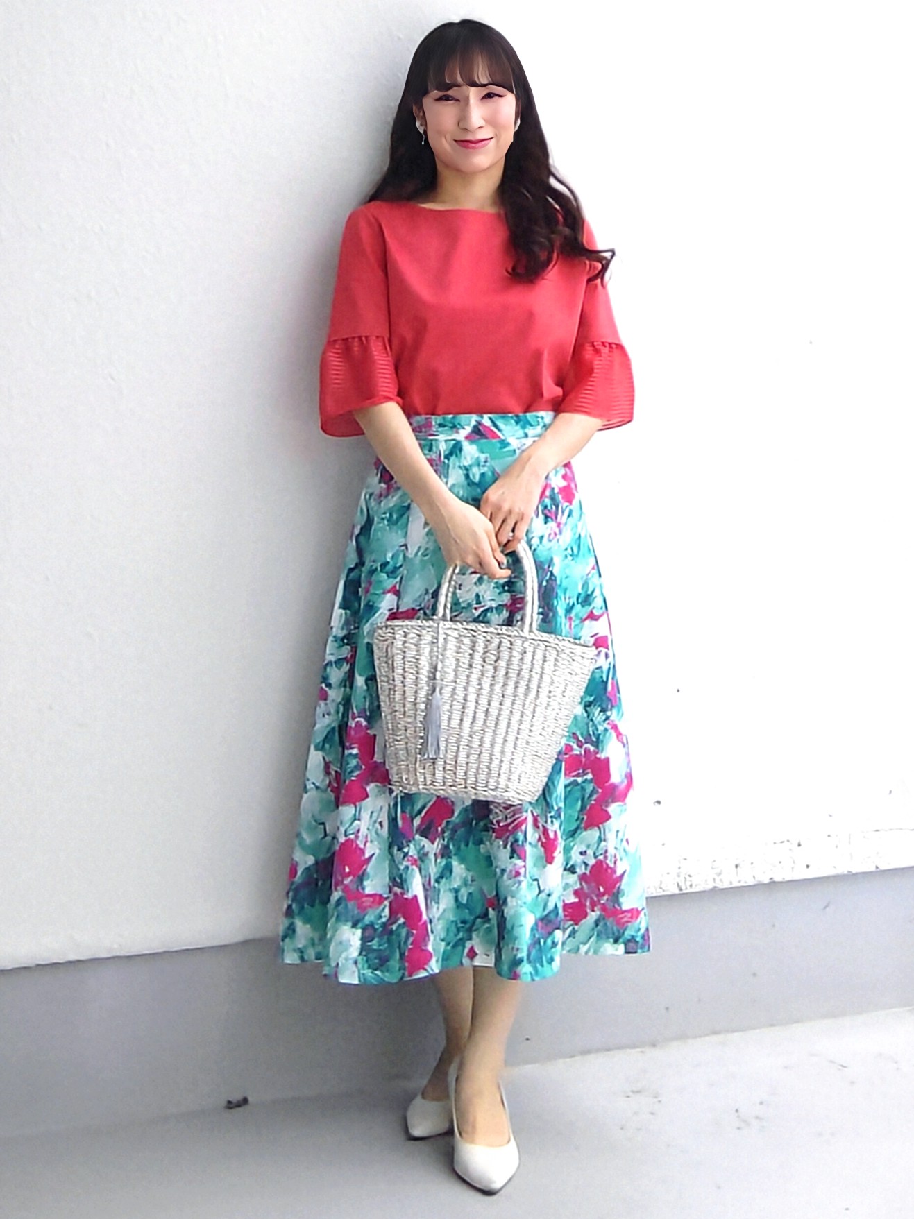 keinaさんの「SunaUna｜【5分袖／日本製／接触冷感】異素材ドッキングカットソー」を使ったコーディネート
