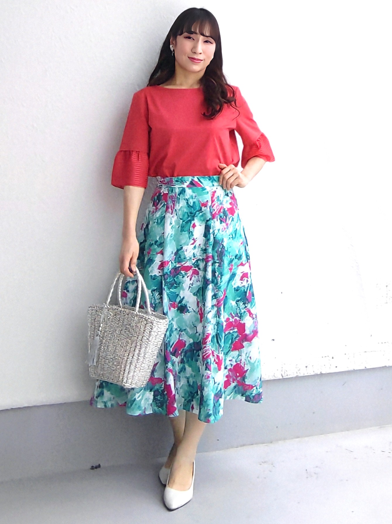 keinaさんの「SunaUna｜【5分袖／日本製／接触冷感】異素材ドッキングカットソー」を使ったコーディネート