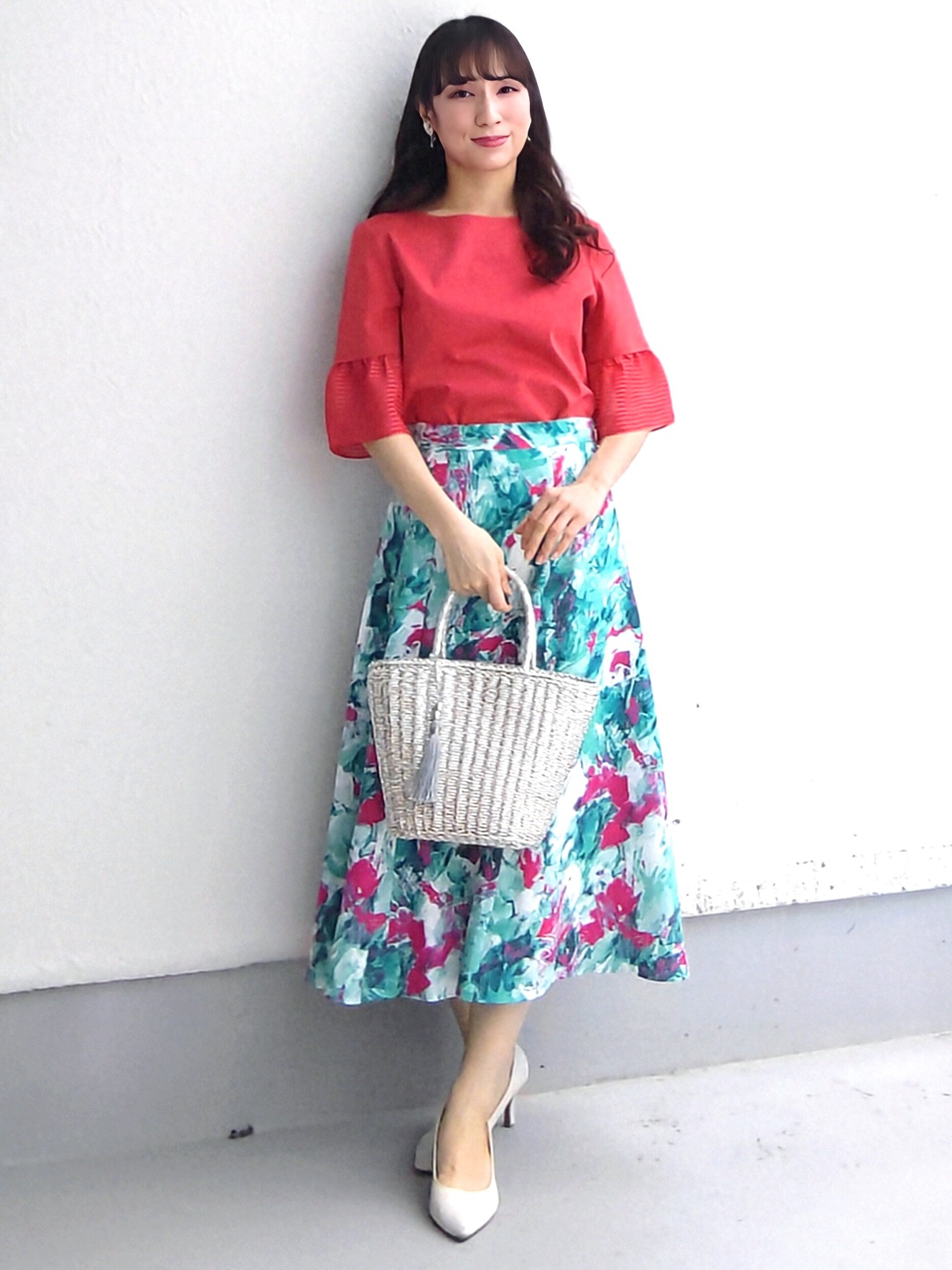 keinaさんの「SunaUna｜【5分袖／日本製／接触冷感】異素材ドッキングカットソー」を使ったコーディネート