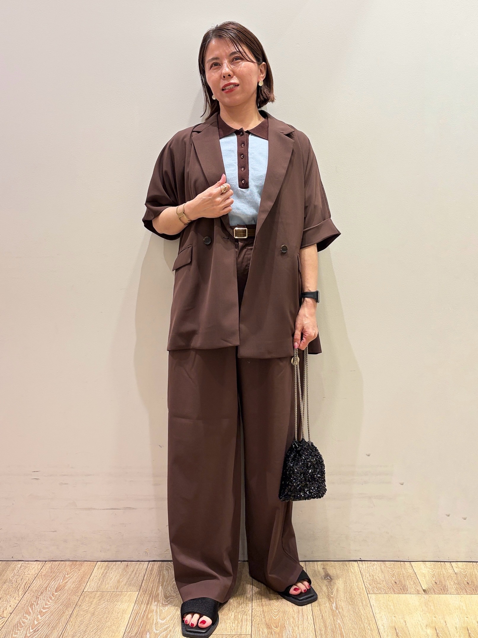 YUKOさんの「index｜ビッグポロ衿ニット【洗濯機OK】」を使ったコーディネート