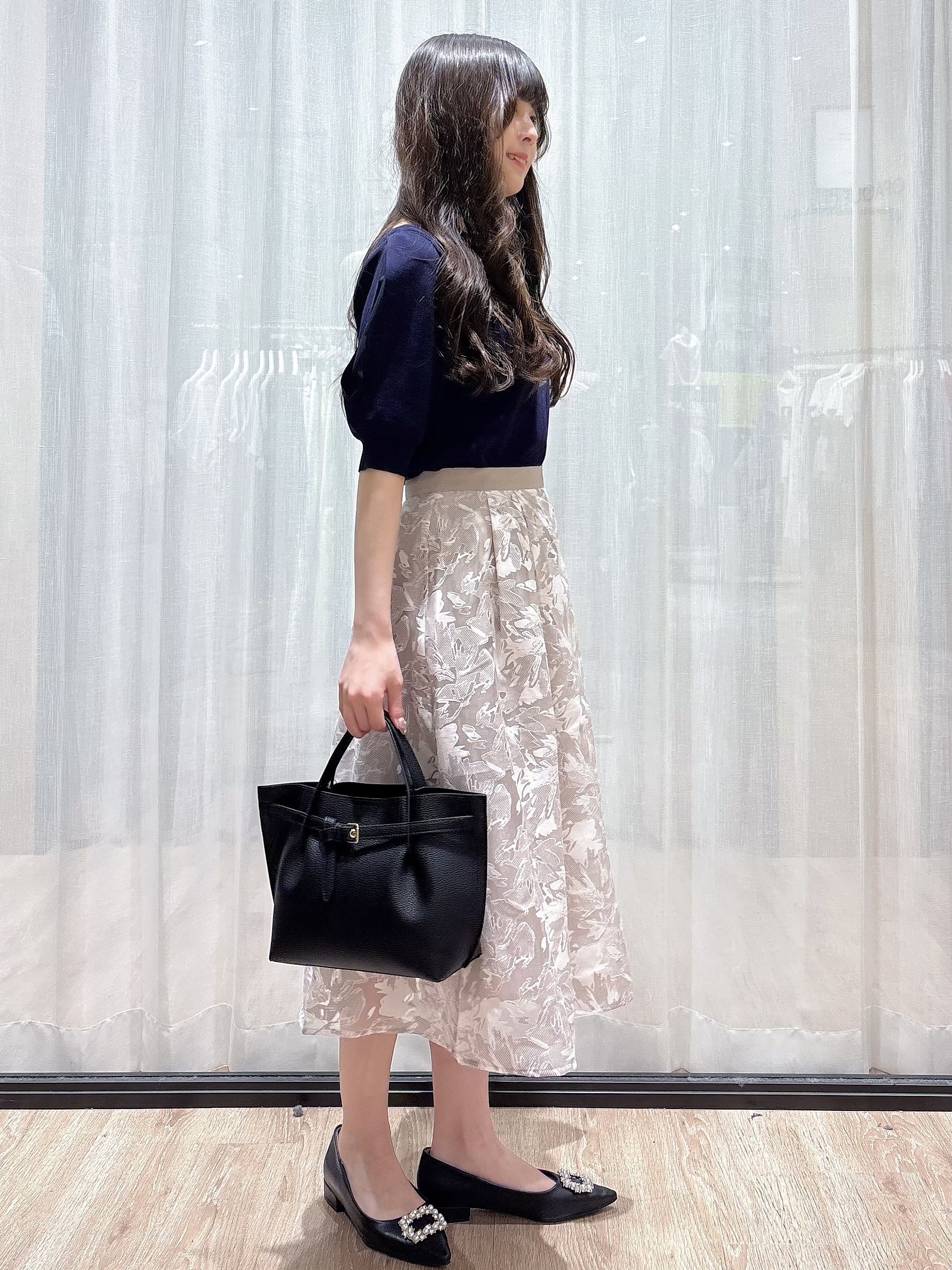 ぞうげさんの「OPAQUE.CLIP｜【接触冷感】クールタッチラップスリーブニット《UVケア／洗濯機OK／XS～3L／9col》」を使ったコーディネート