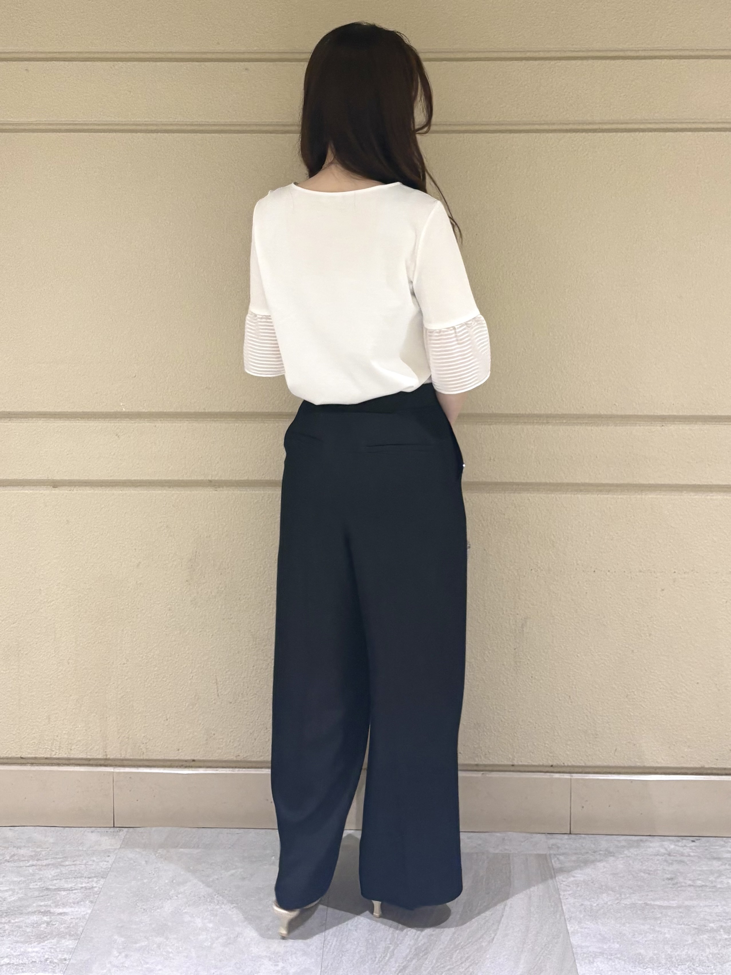 sakiさんの「COUP DE CHANCE｜【5分袖／日本製／接触冷感】異素材ドッキングカットソー」を使ったコーディネート