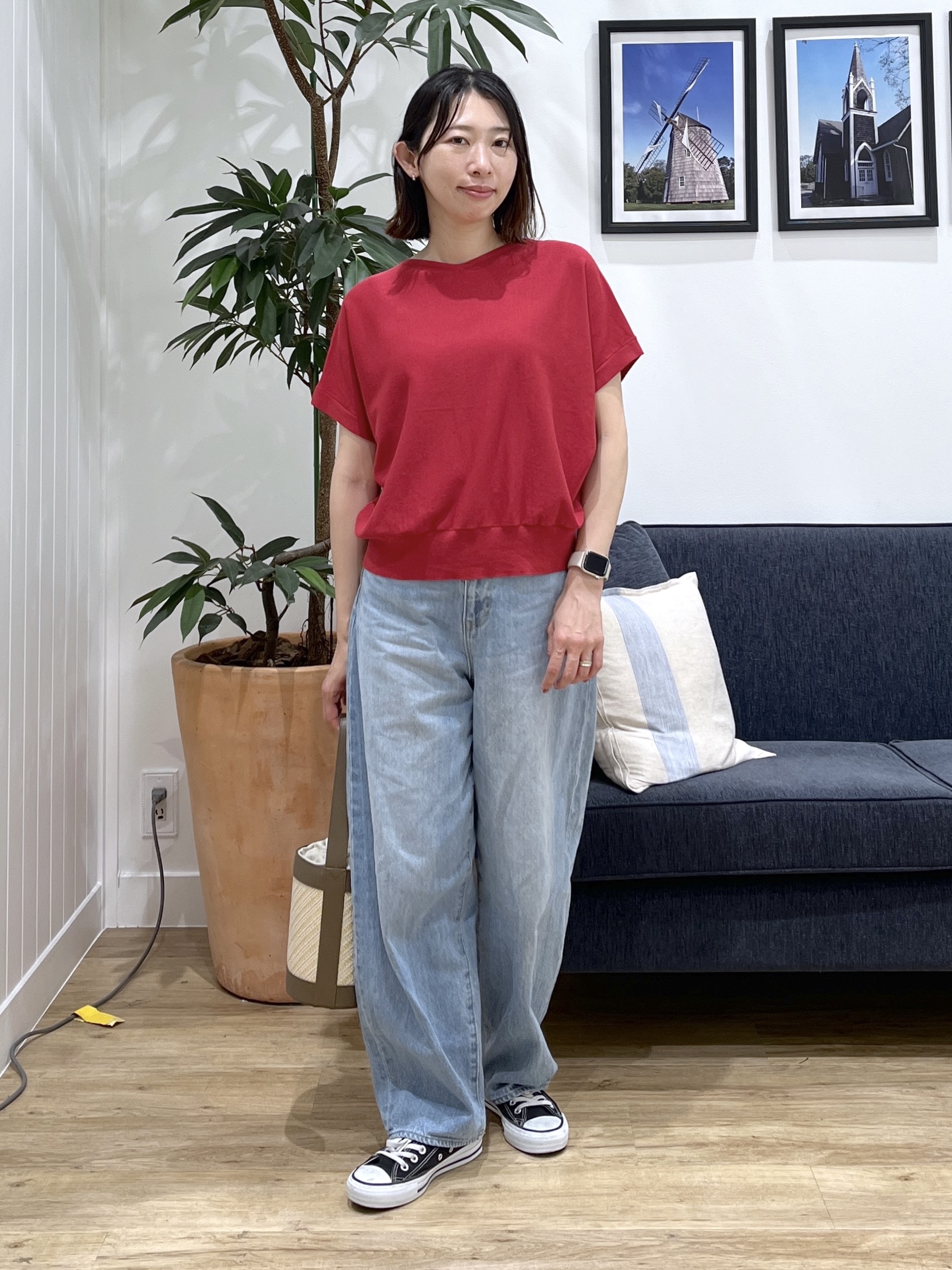 canaさんの「Dessin｜【洗える】後ろボタンフレンチスリーブニット」を使ったコーディネート