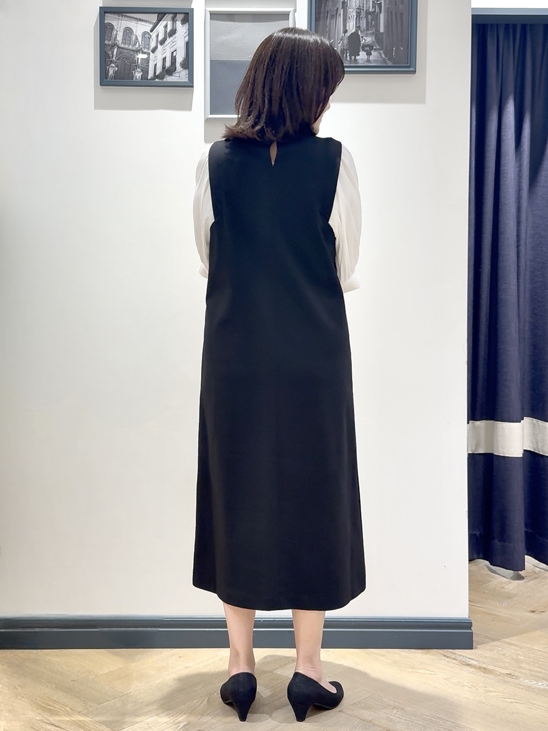 Lilyさんの「grove｜高評価！【体型カバー/洗える】袖布帛ポンチワンピース」を使ったコーディネート