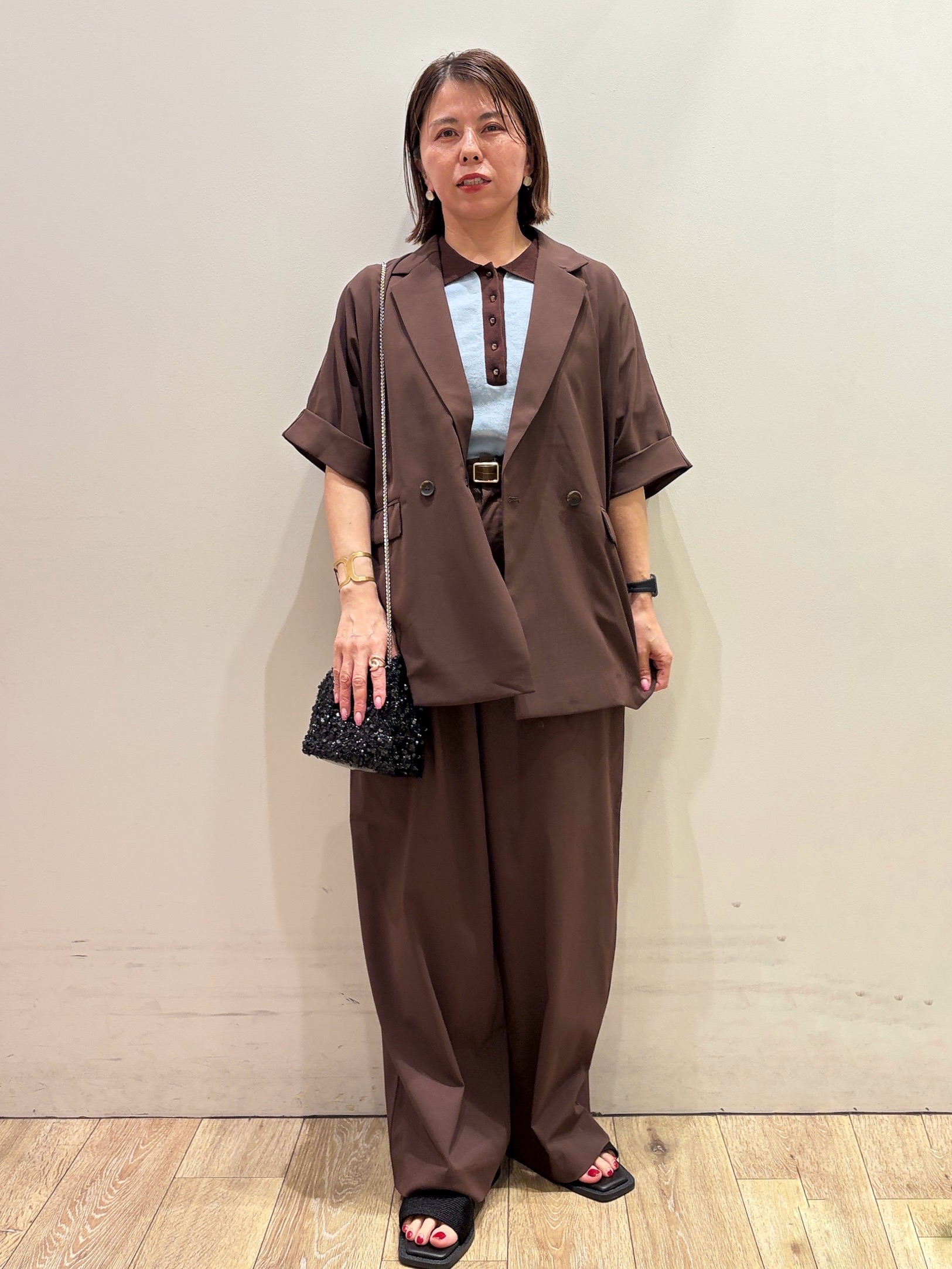 YUKOさんの「index｜ビッグポロ衿ニット【洗濯機OK】」を使ったコーディネート