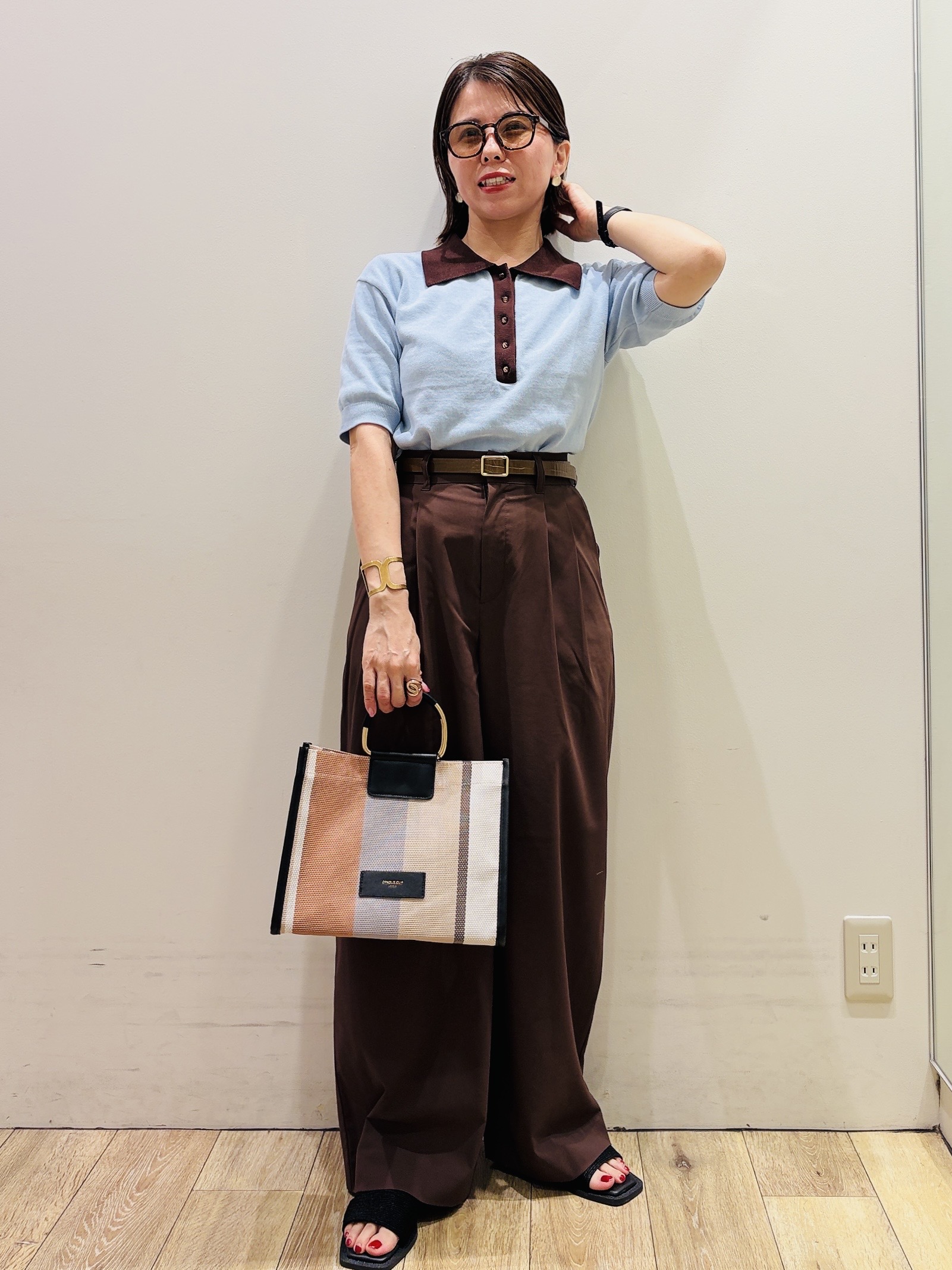 YUKOさんの「index｜ビッグポロ衿ニット【洗濯機OK】」を使ったコーディネート