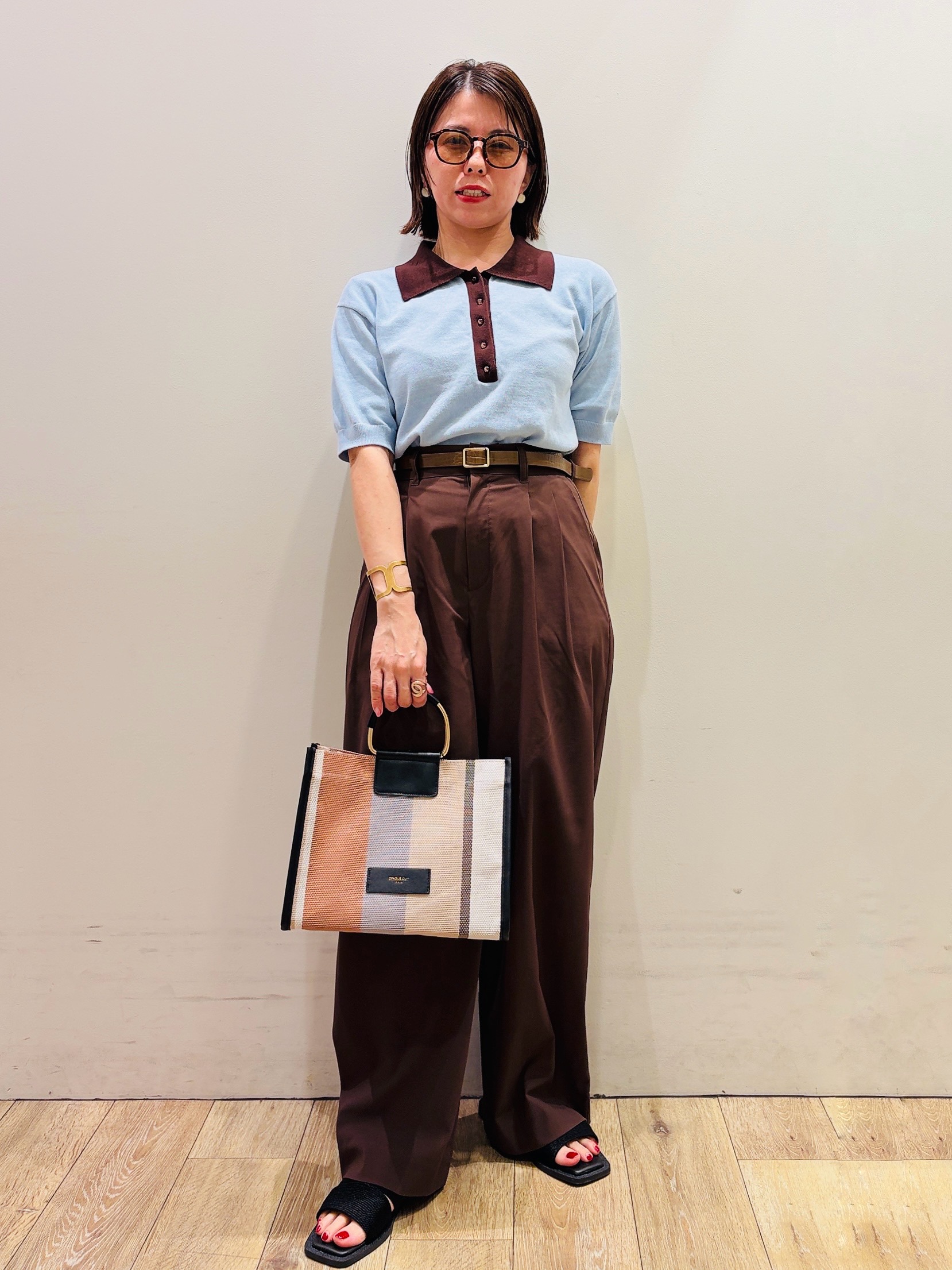 YUKOさんの「index｜ビッグポロ衿ニット【洗濯機OK】」を使ったコーディネート