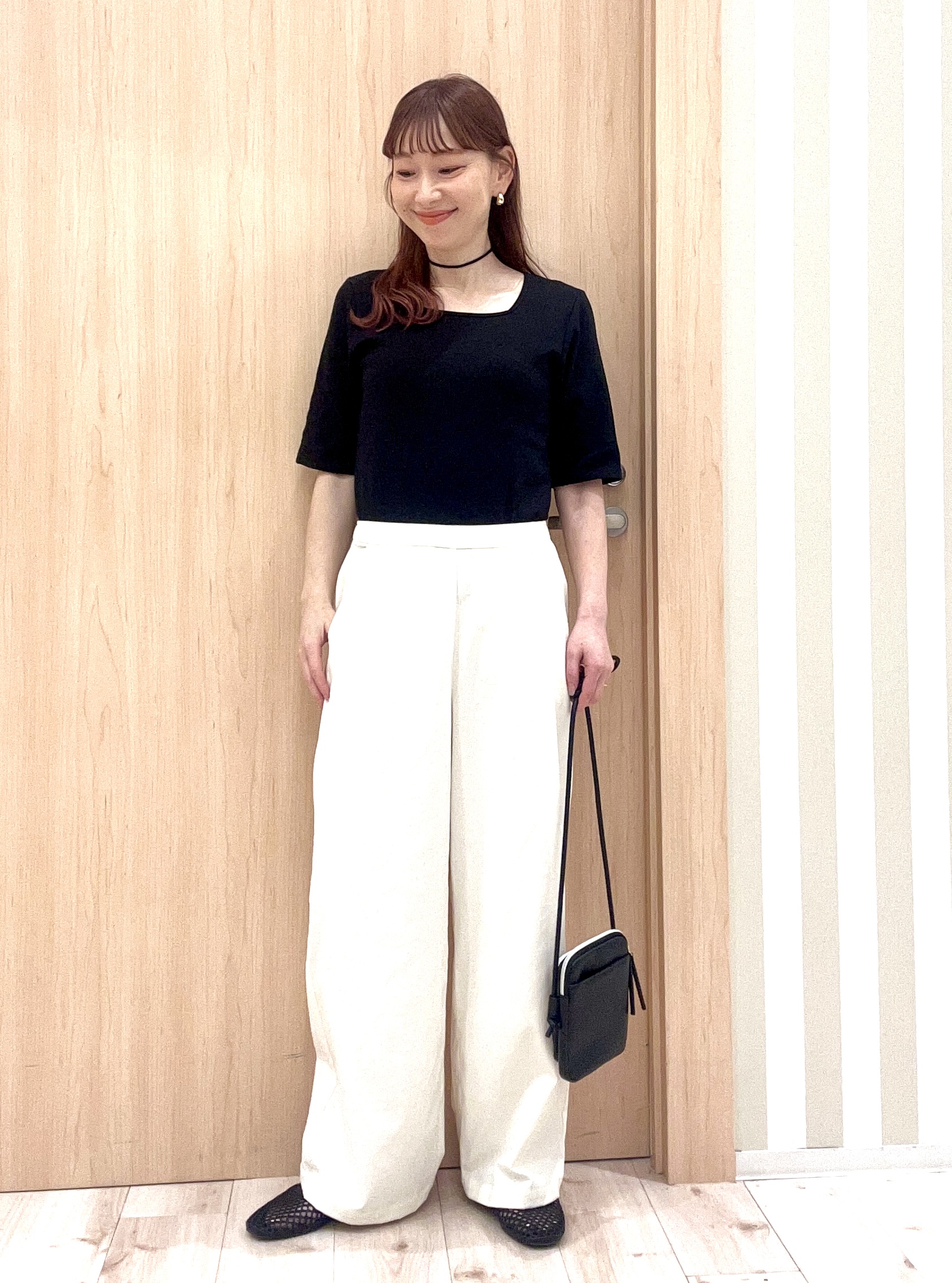 ririさんの「SHOO･LA･RUE｜【ネックアソート】裏ひんやりテレコ5分袖トップス」を使ったコーディネート