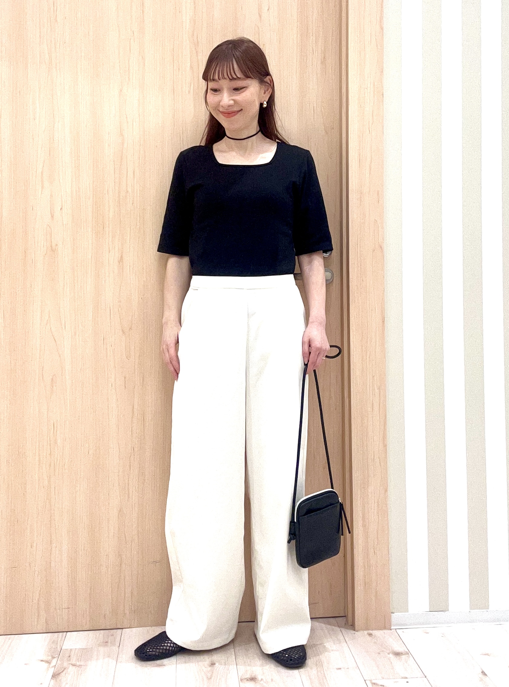ririさんの「SHOO･LA･RUE｜【ネックアソート】裏ひんやりテレコ5分袖トップス」を使ったコーディネート