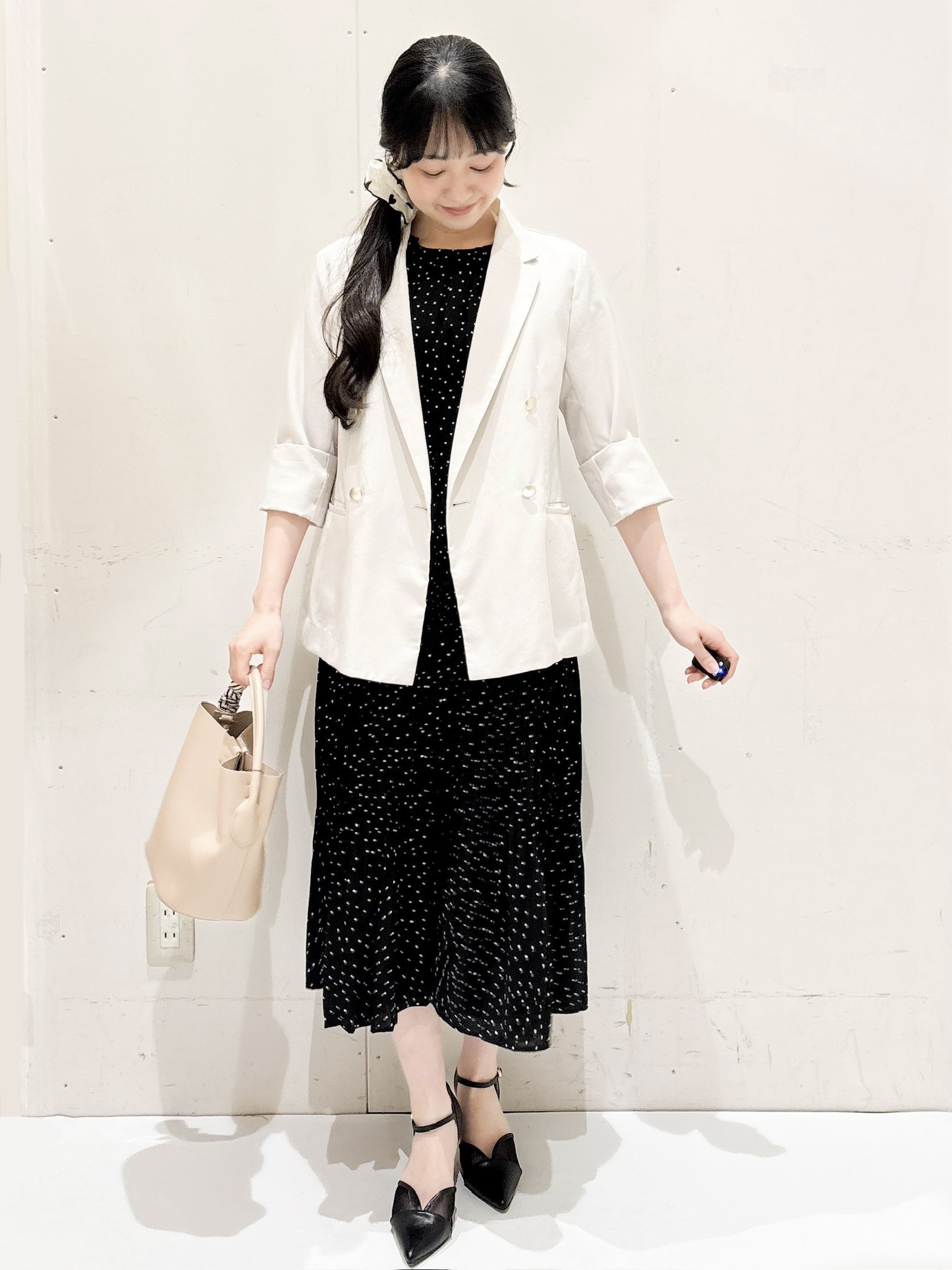 Hinaさんの「OPAQUE.CLIP｜《再入荷》ダブルブレストテーラードジャケット【接触冷感／吸水速乾／イージーアイロン／防シワ／洗濯機O」を使ったコーディネート