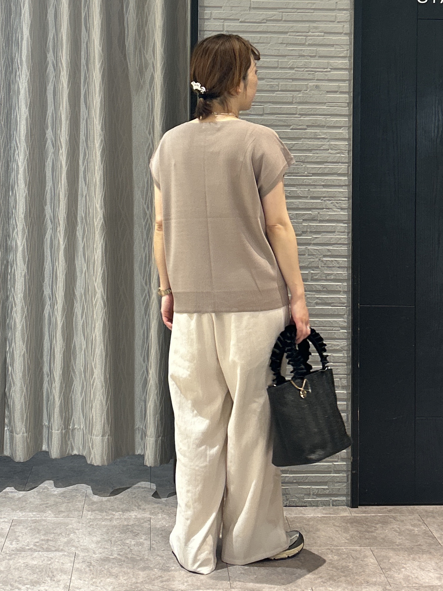 ga_riさんの「THE SHOP TK｜【S-XL/ひんやりタッチ】多機能フレンチスリーブニット 洗濯機OK/UVケア/毛玉になりにくい」を使ったコーディネート