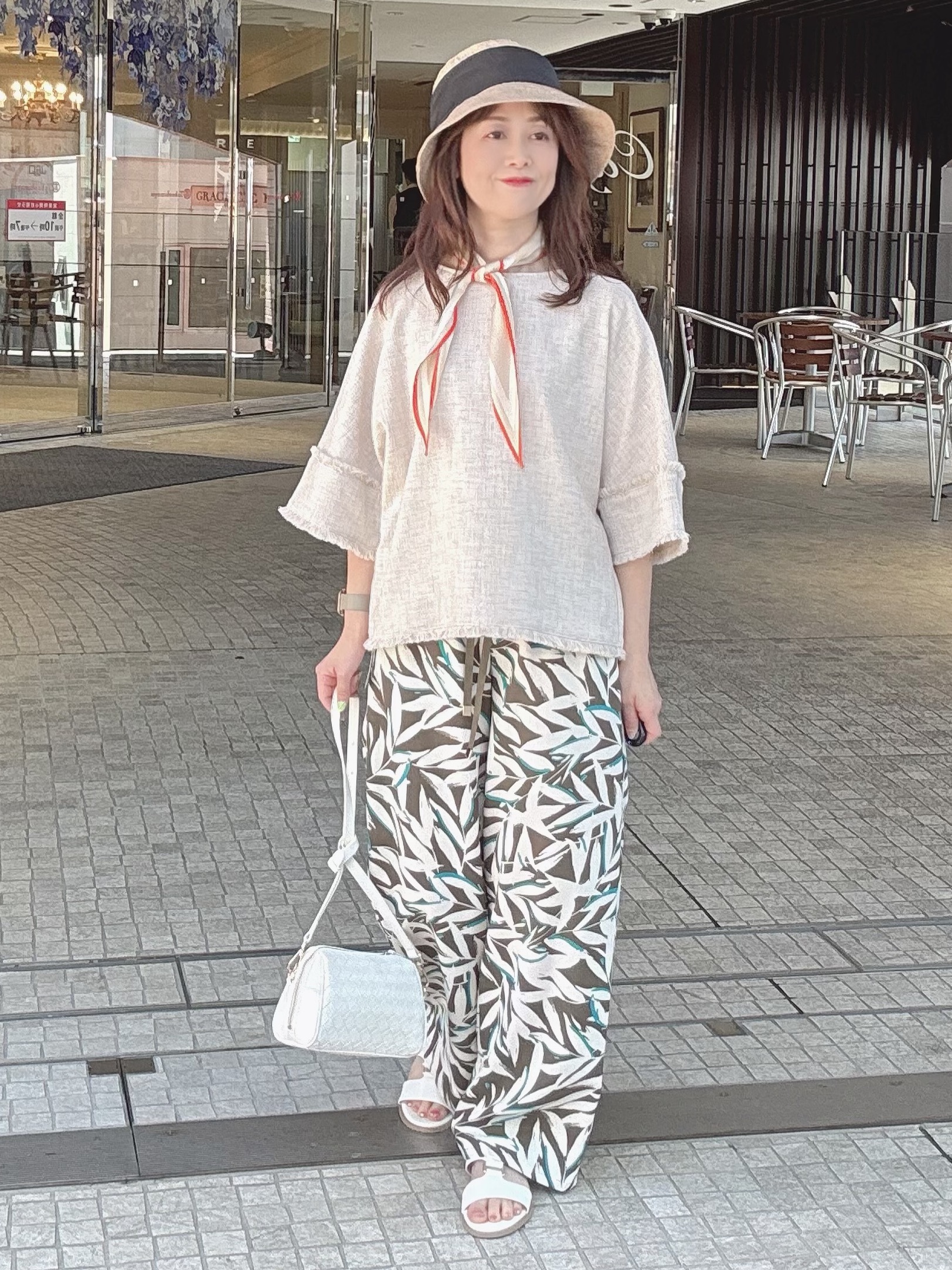 makiさんの「UNTITLED｜【古畑星夏さん着用/ウエストゴム/ワイド】ボタニカルリーフパンツ」を使ったコーディネート