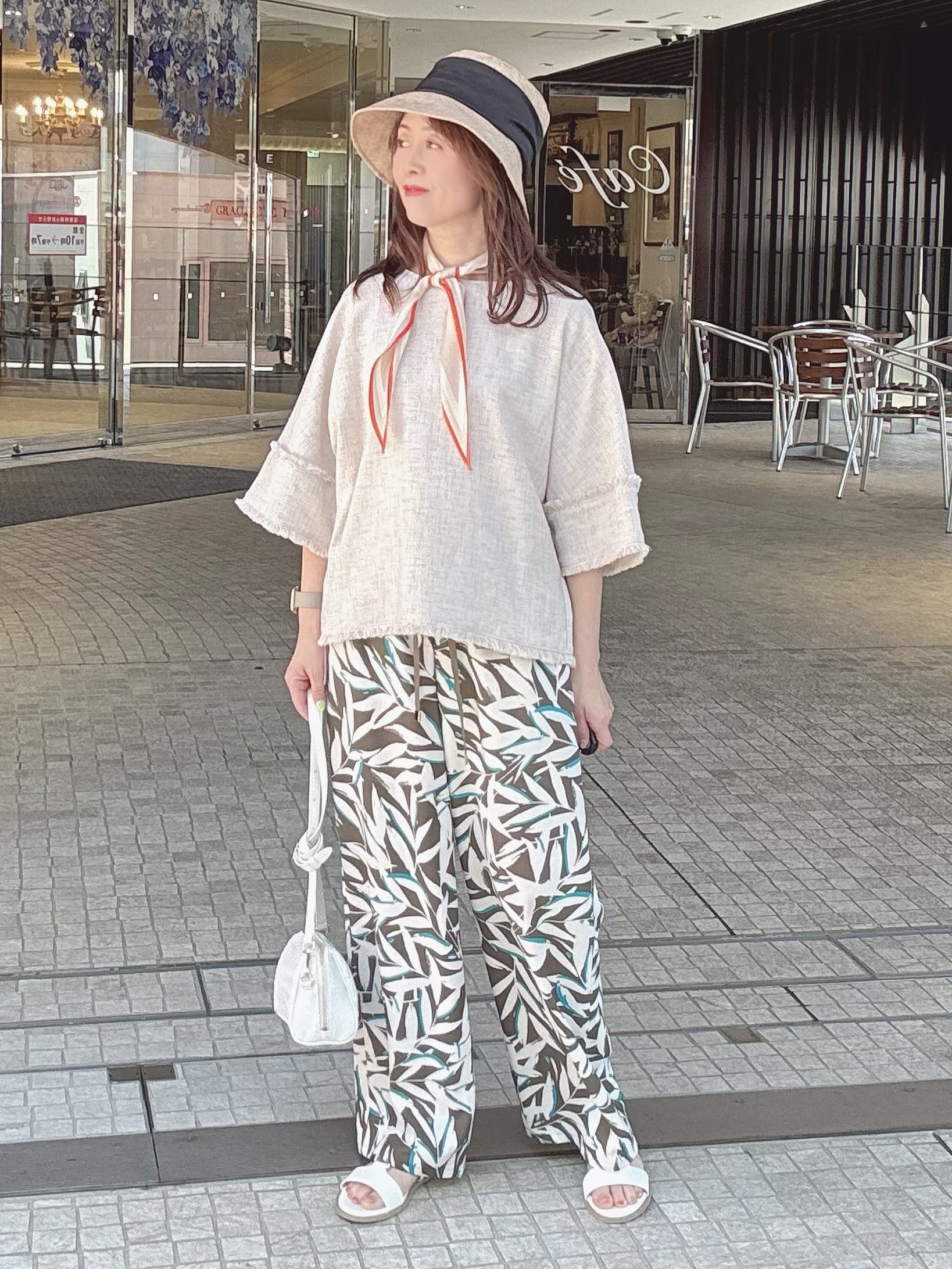 makiさんの「UNTITLED｜【古畑星夏さん着用/ウエストゴム/ワイド】ボタニカルリーフパンツ」を使ったコーディネート