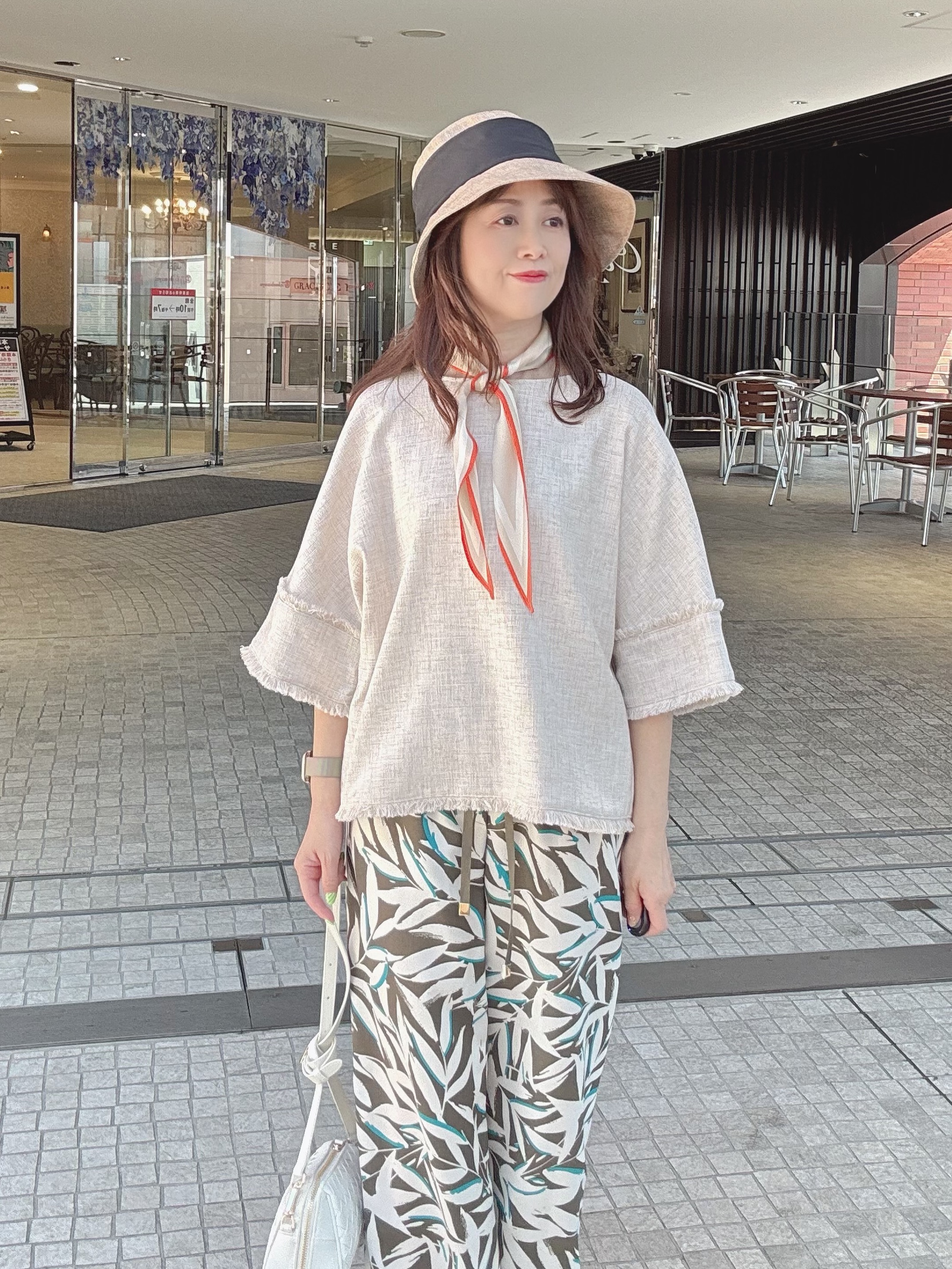 makiさんの「UNTITLED｜【古畑星夏さん着用/ウエストゴム/ワイド】ボタニカルリーフパンツ」を使ったコーディネート