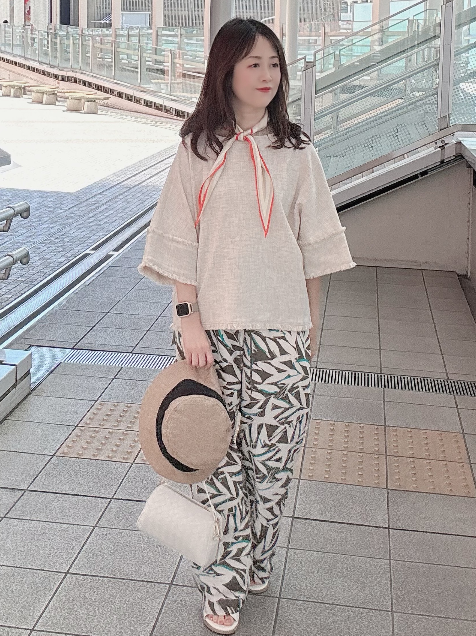 makiさんの「UNTITLED｜【古畑星夏さん着用/ウエストゴム/ワイド】ボタニカルリーフパンツ」を使ったコーディネート
