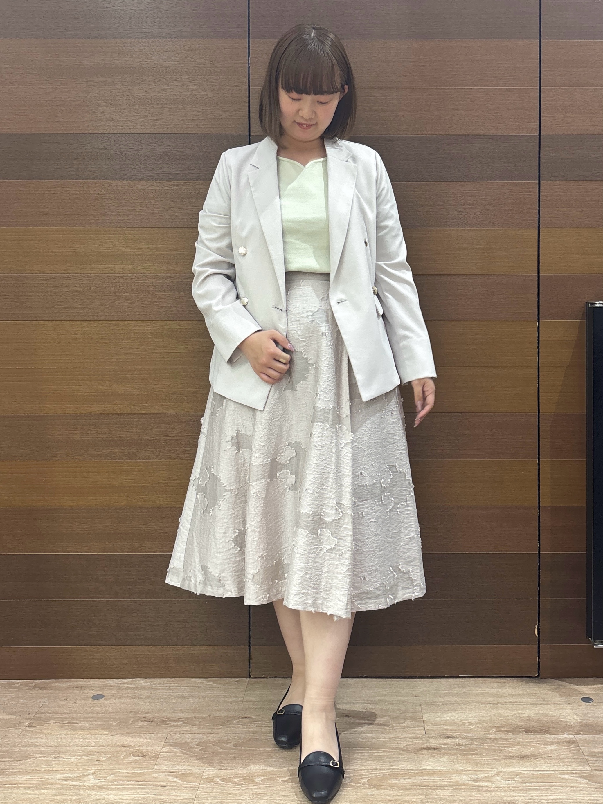 yumeさんの「OPAQUE.CLIP｜《再入荷》ダブルブレストテーラードジャケット【接触冷感／吸水速乾／イージーアイロン／防シワ／洗濯機O」を使ったコーディネート
