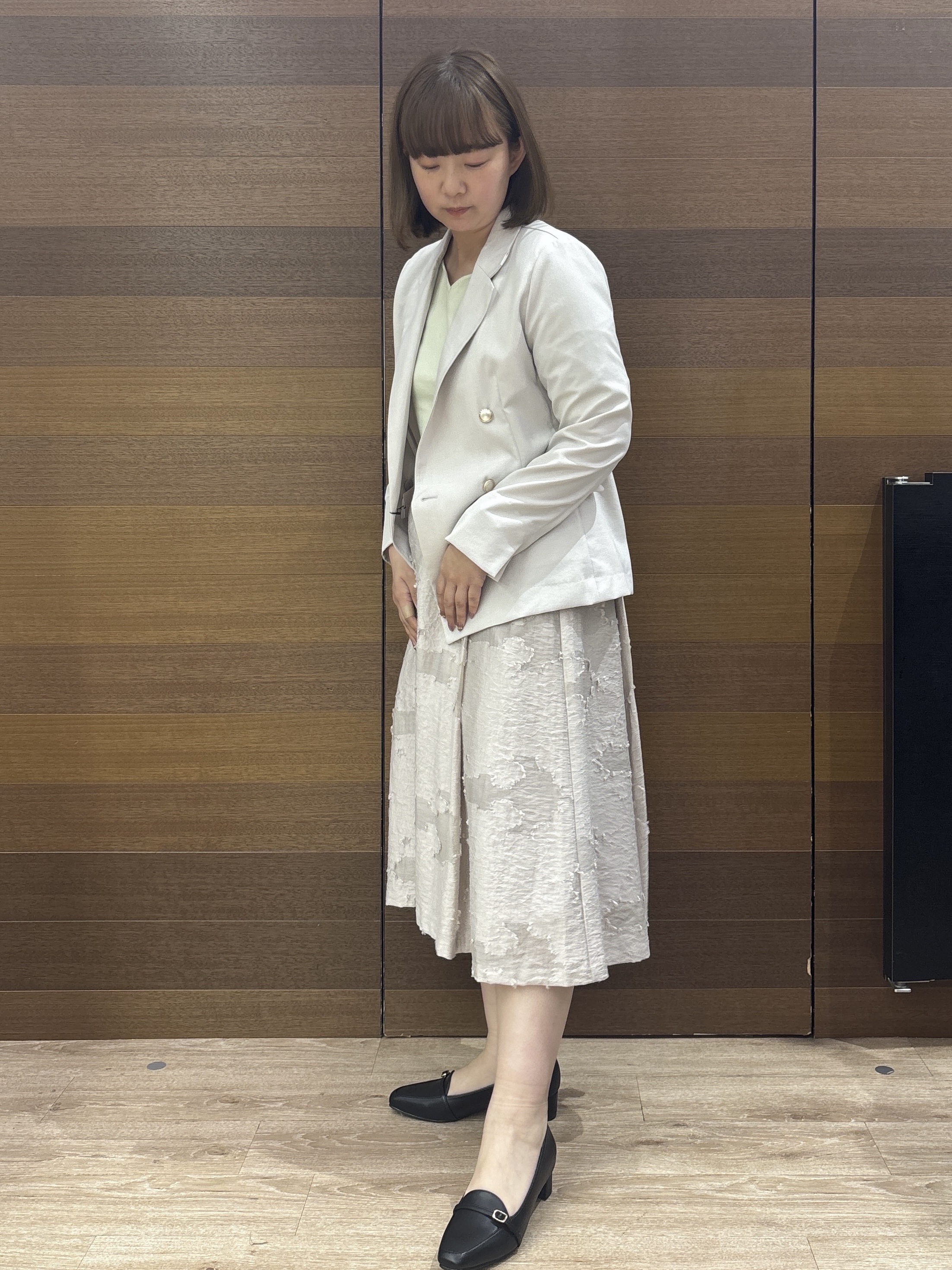 yumeさんの「OPAQUE.CLIP｜《再入荷》ダブルブレストテーラードジャケット【接触冷感／吸水速乾／イージーアイロン／防シワ／洗濯機O」を使ったコーディネート