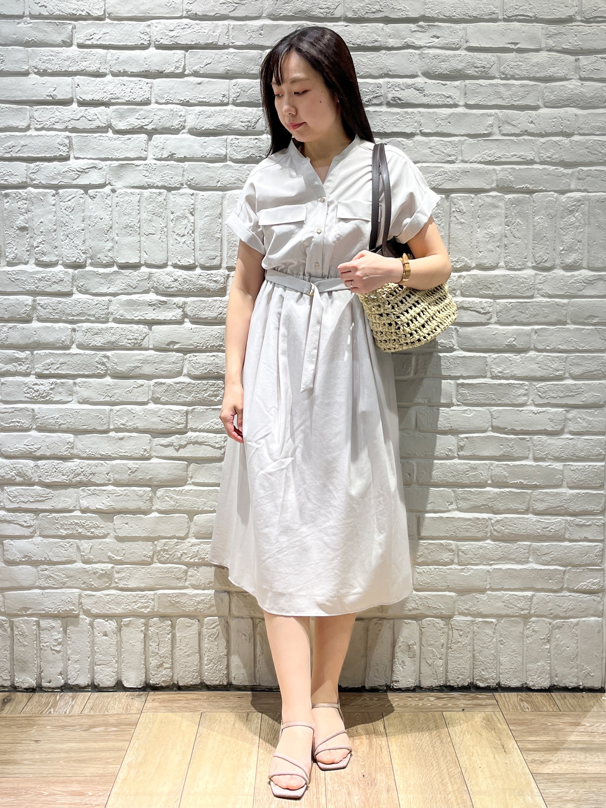 erinaさんの「index｜ダブルポケットスキッパーワンピース【防シワ／洗濯機OK】《XS～3L／6col》」を使ったコーディネート