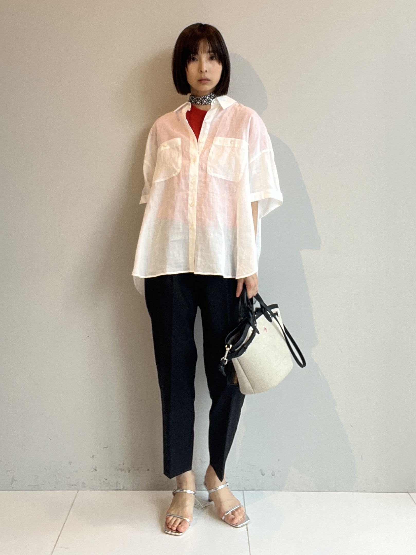 misaさんの「DRESSTERIOR｜【ウォッシャブル】コットンシルクフレンチスリーブニット」を使ったコーディネート