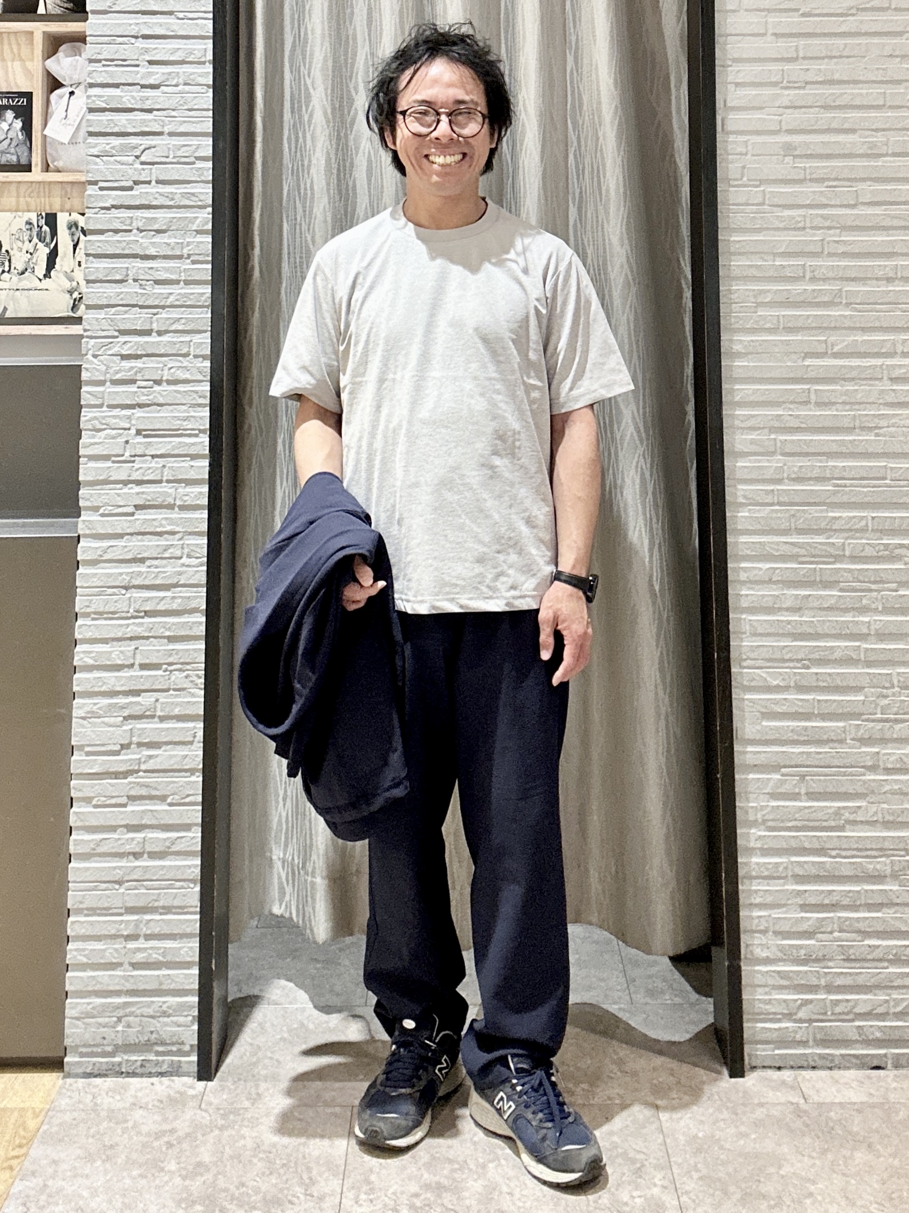 KENJI Iさんの「THE SHOP TK｜マイクロ シアサッカー ジャケット 洗濯機OK／セットアップ可」を使ったコーディネート