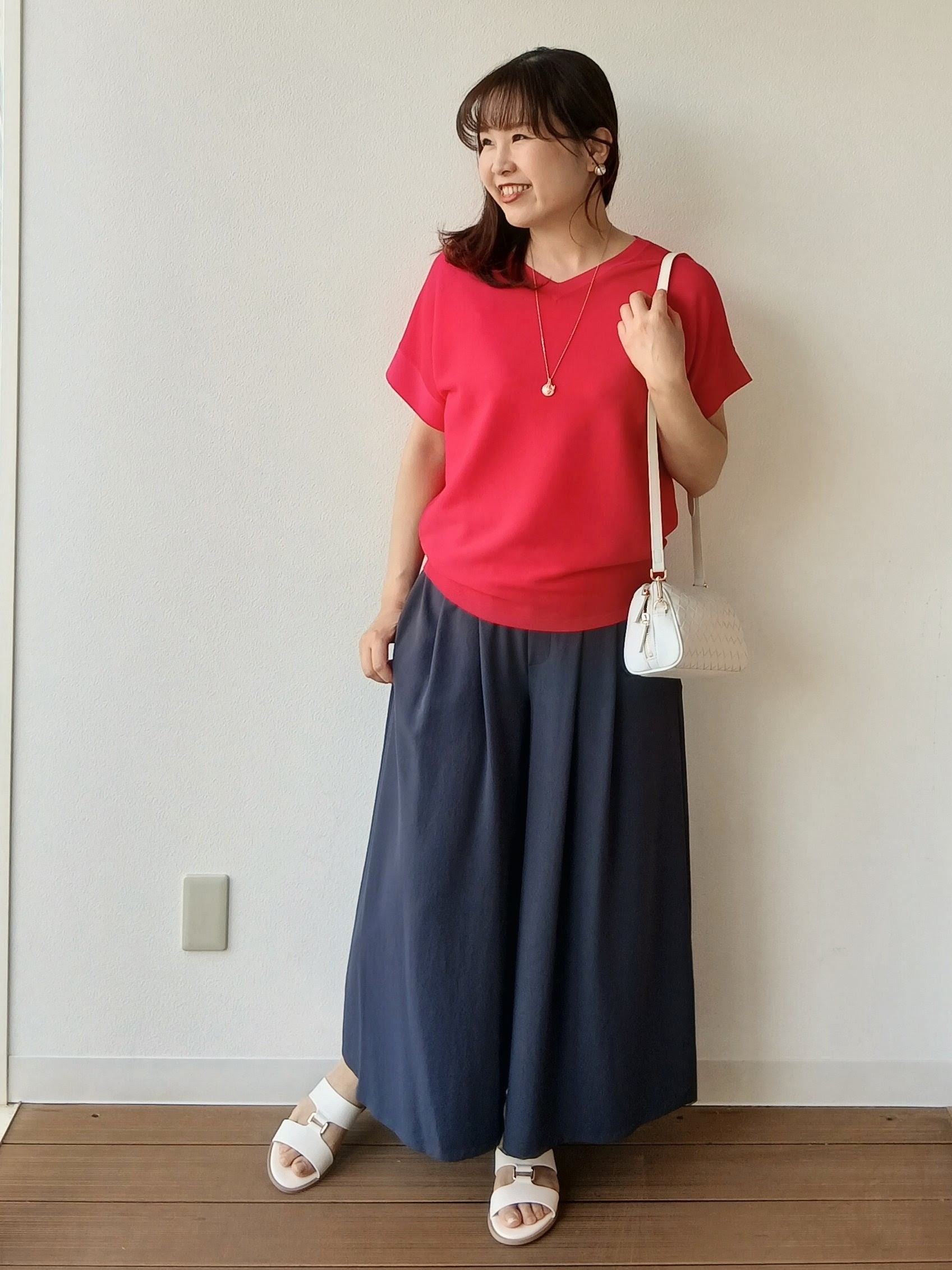 なみきさんの「UNTITLED｜【11色展開/体型カバー】前後2WAYフレンチスリーブニット」を使ったコーディネート